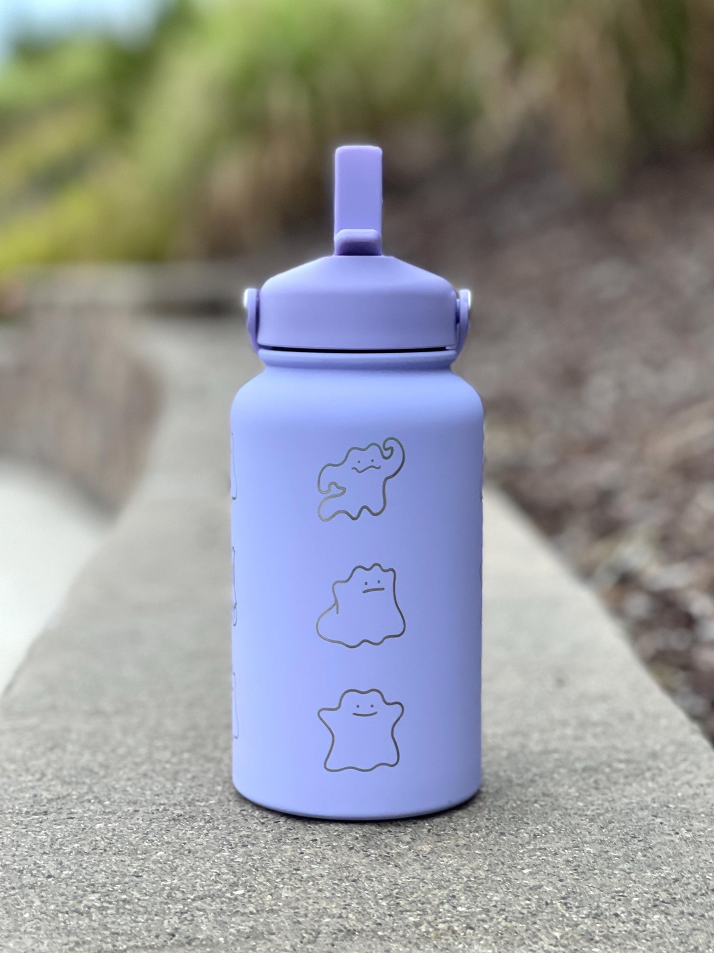 Ditto Water Bottle Engraved Coffee Straw Tumbler Waterbottle with Fake Ditto Squirtle & Eevee, Funny Meme Flask Birthday Anniversary Gift