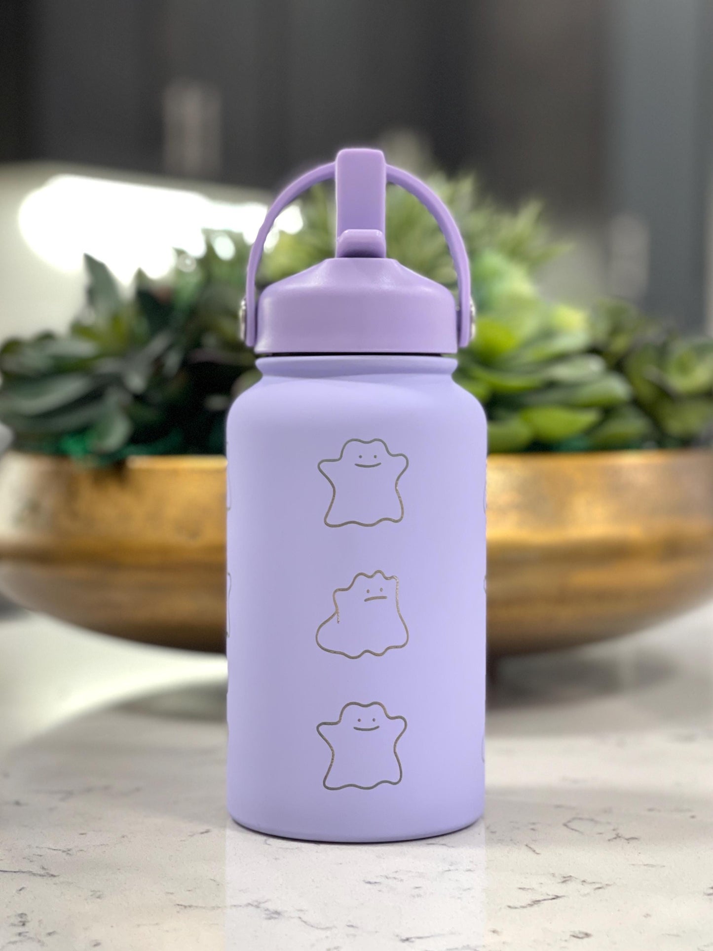 Ditto Water Bottle Engraved Coffee Straw Tumbler Waterbottle with Fake Ditto Squirtle & Eevee, Funny Meme Flask Birthday Anniversary Gift