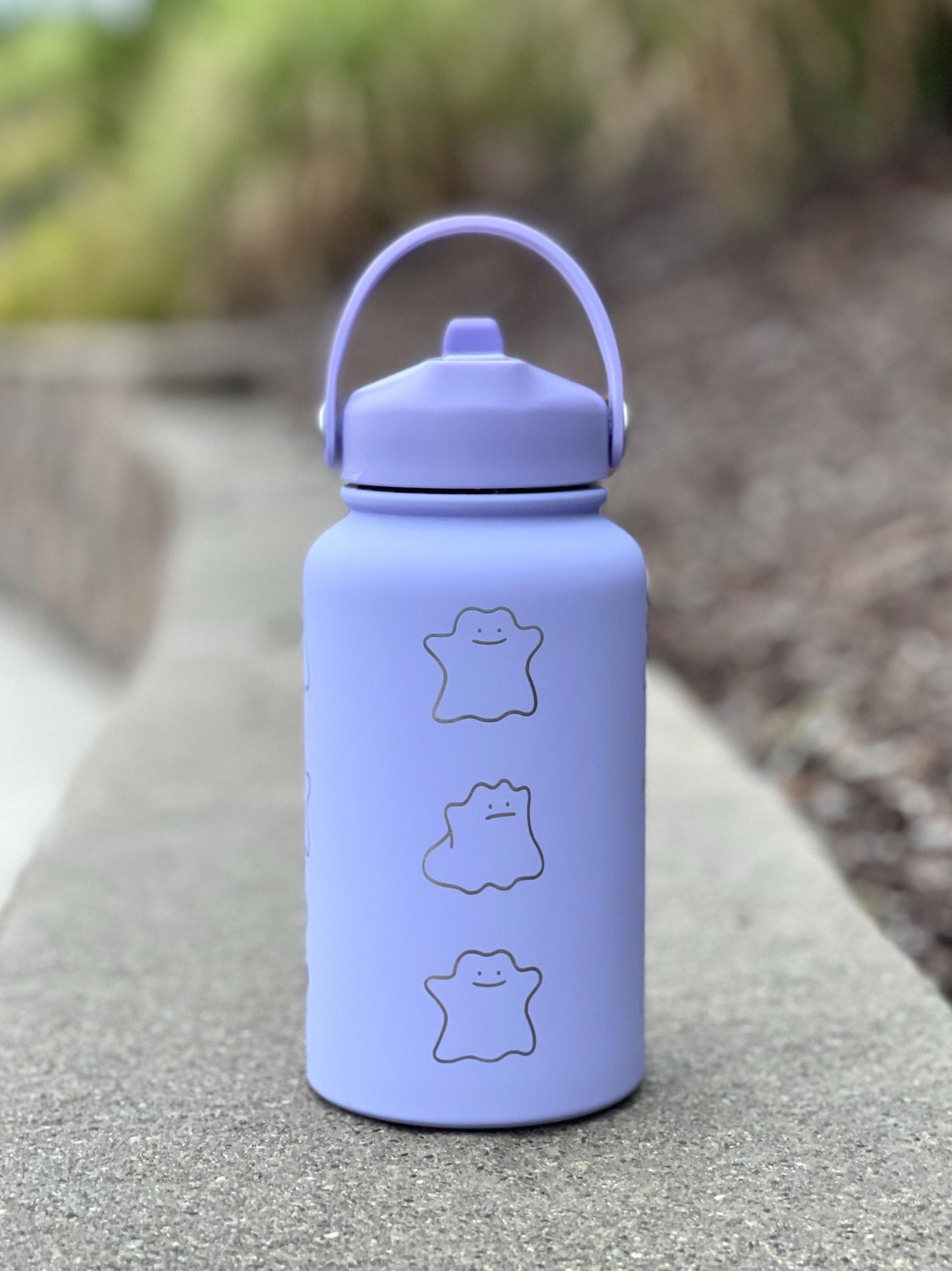 Ditto Water Bottle Engraved Coffee Straw Tumbler Waterbottle with Fake Ditto Squirtle & Eevee, Funny Meme Flask Birthday Anniversary Gift