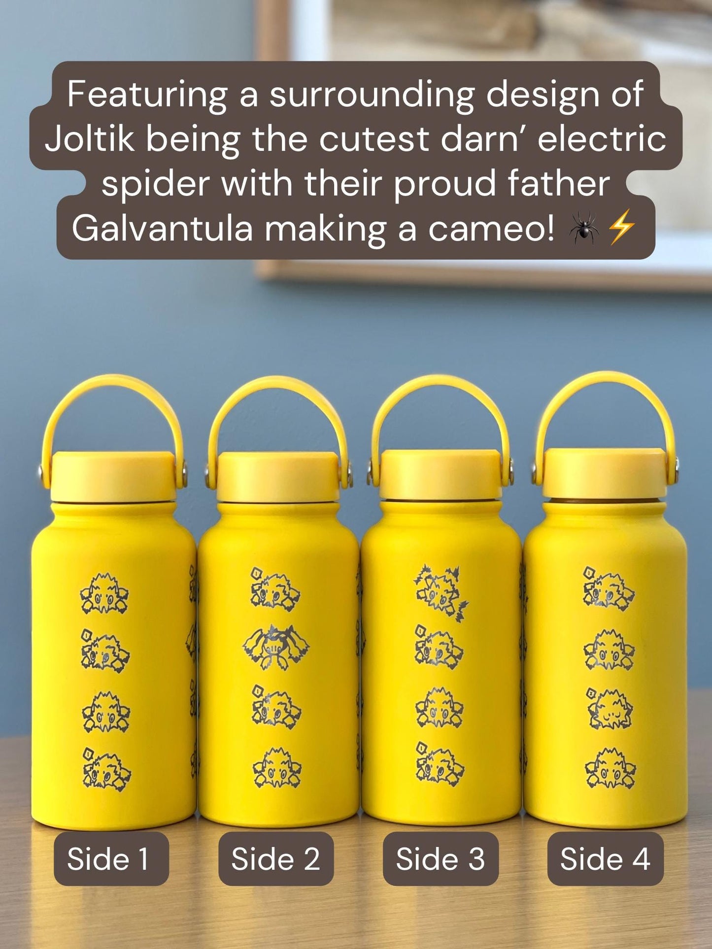 Joltik Galvantula Water Bottle Engraved Coffee Tumbler with Sleeping Joktik, Spider Electric Bug Waterbottle Travel Mug, Gamer Birthday Gift