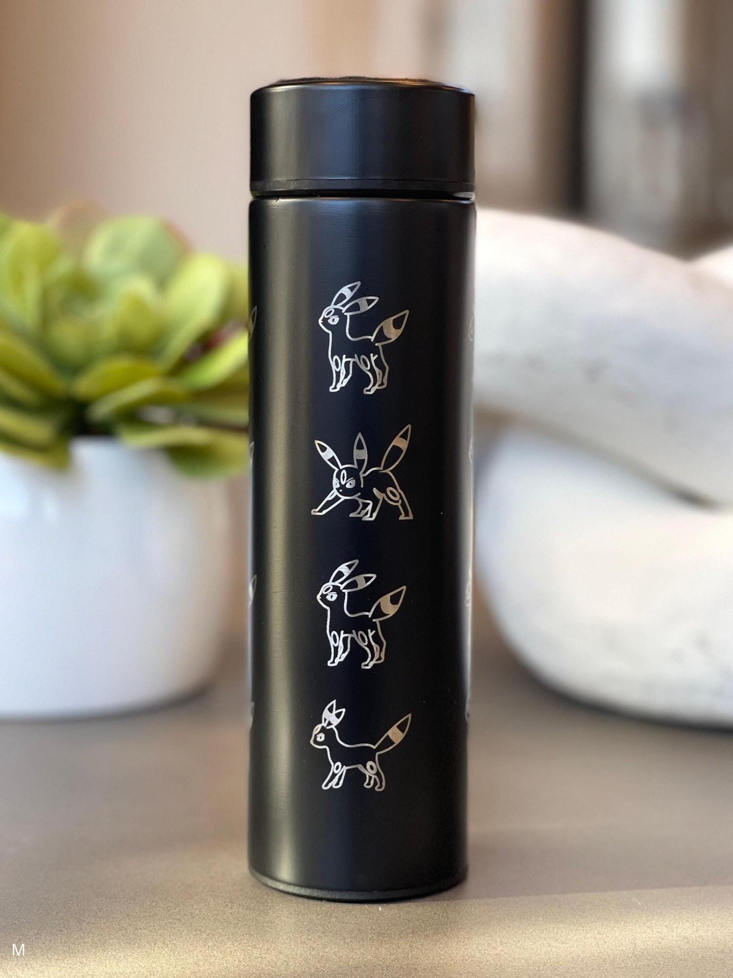 Umbreon coffee tumbler with tea infuser, umbreon espeon travel mug set, cute eevee evolution eeveelutions waterbottle thermos gift