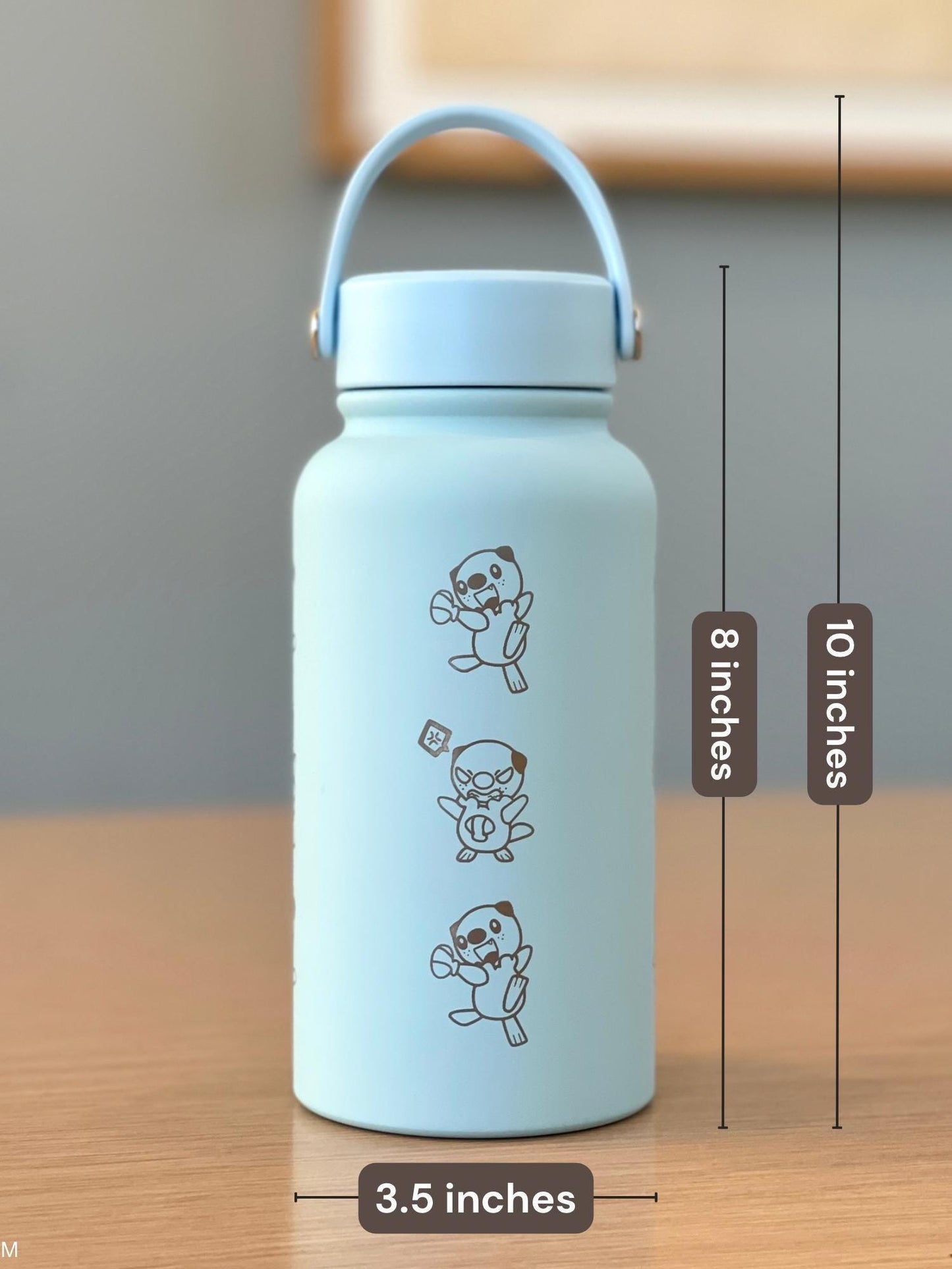 Oshawott Water Bottle Engraved Waterbottle, Crying Oshawott Shell Funny Unova Starter Samurott Coffee Tumbler Thermos, Anime Birthday Gift