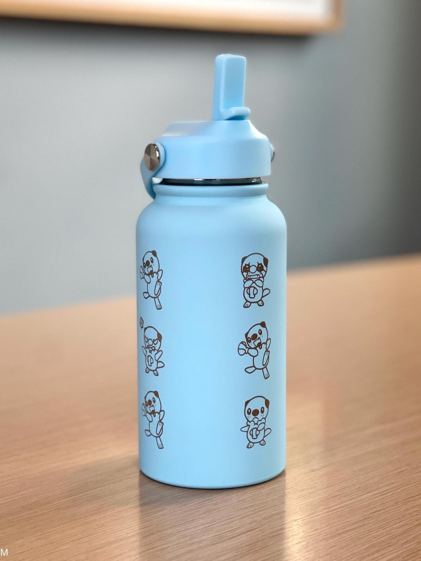 Oshawott Water Bottle Engraved Waterbottle, Crying Oshawott Shell Funny Unova Starter Samurott Coffee Tumbler Thermos, Anime Birthday Gift
