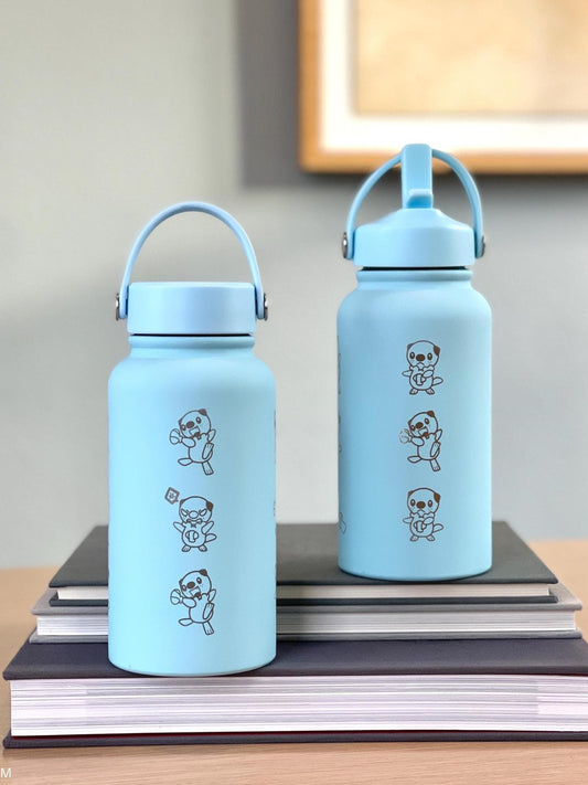 Oshawott Water Bottle Engraved Waterbottle, Crying Oshawott Shell Funny Unova Starter Samurott Coffee Tumbler Thermos, Anime Birthday Gift