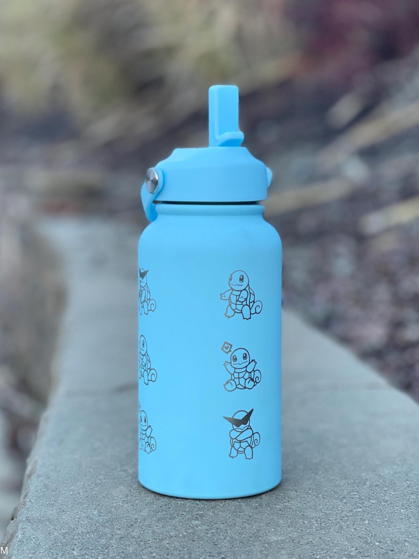 Squirtle Squad Water Bottle Engraved Coffee Tumbler with Sunglasses Saxophone Squirtle, Waterbottle Travel Mug Kanto Starter Birthday Gift