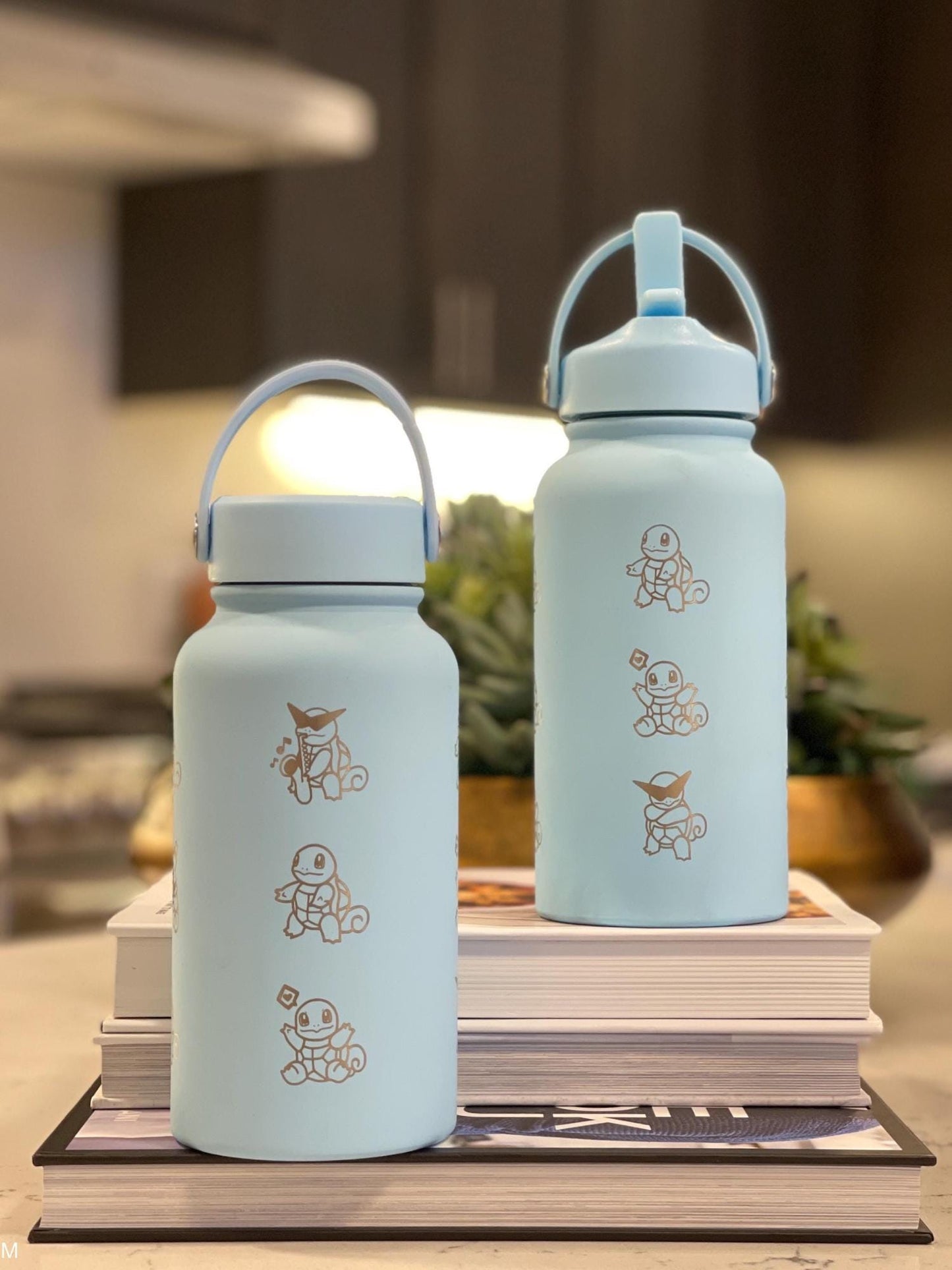 Squirtle Squad Water Bottle Engraved Coffee Tumbler with Sunglasses Saxophone Squirtle, Waterbottle Travel Mug Kanto Starter Birthday Gift