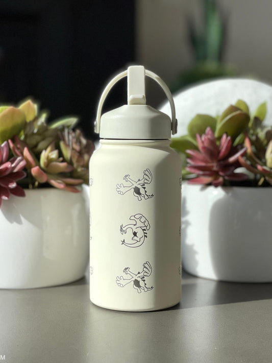 Lugia Engraved Straw Water Bottle, Aeroblast Move Johto Legendary Waterbottle Coffee Tumbler, Anime Fan Travel Mug Cup Birthay Gift