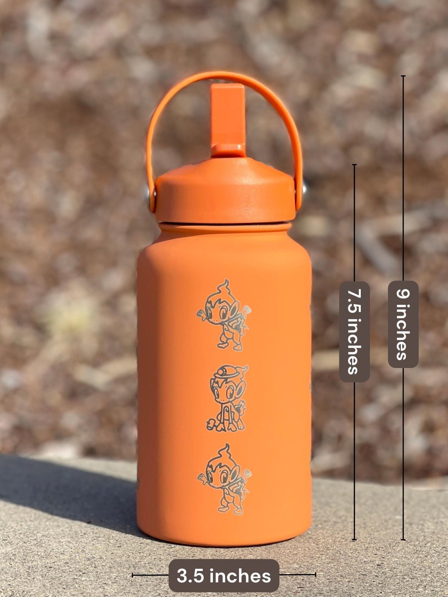 Chimchar Water Bottle Engraved Coffee Tumbler  Cafe Remix Costume, Sinnoh Starter Waterbottle Travel Mug Thermos, Anime Fan Birthday Gift