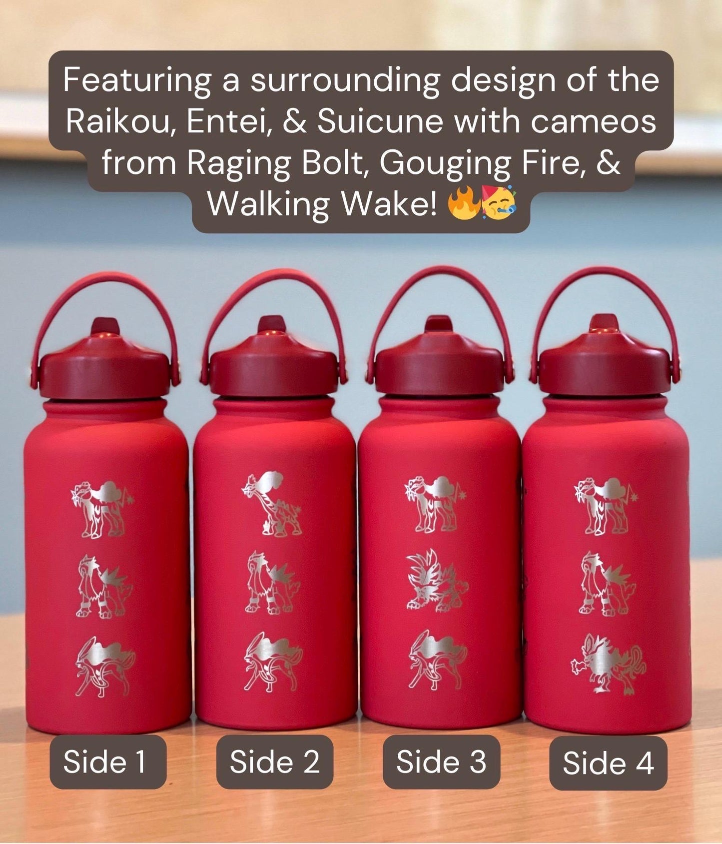 Raikou Entei Suicune Waterbottle, Johto Legendaries Paradox Beasts Coffee Tumbler, Raging Bolt Gouging Fire Walking Wake Waterbottle Gift