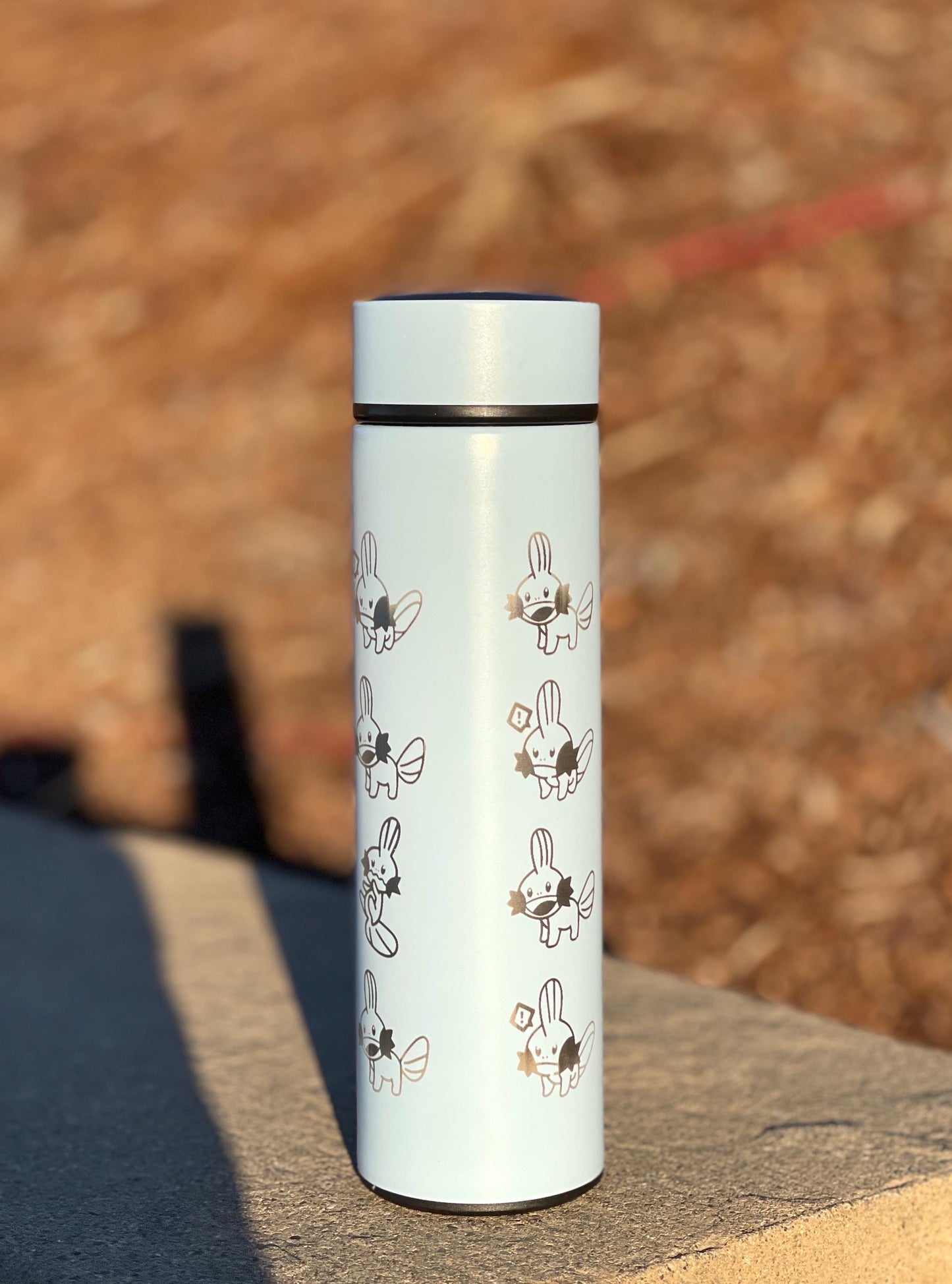 Mudkip Coffee Tumbler Tea Infuser with Mystery Dungeon Scarf & Drinking Cup, Hoenn Water Starter Bottle Travel Mug, Ruby Sapphire Fan Gift
