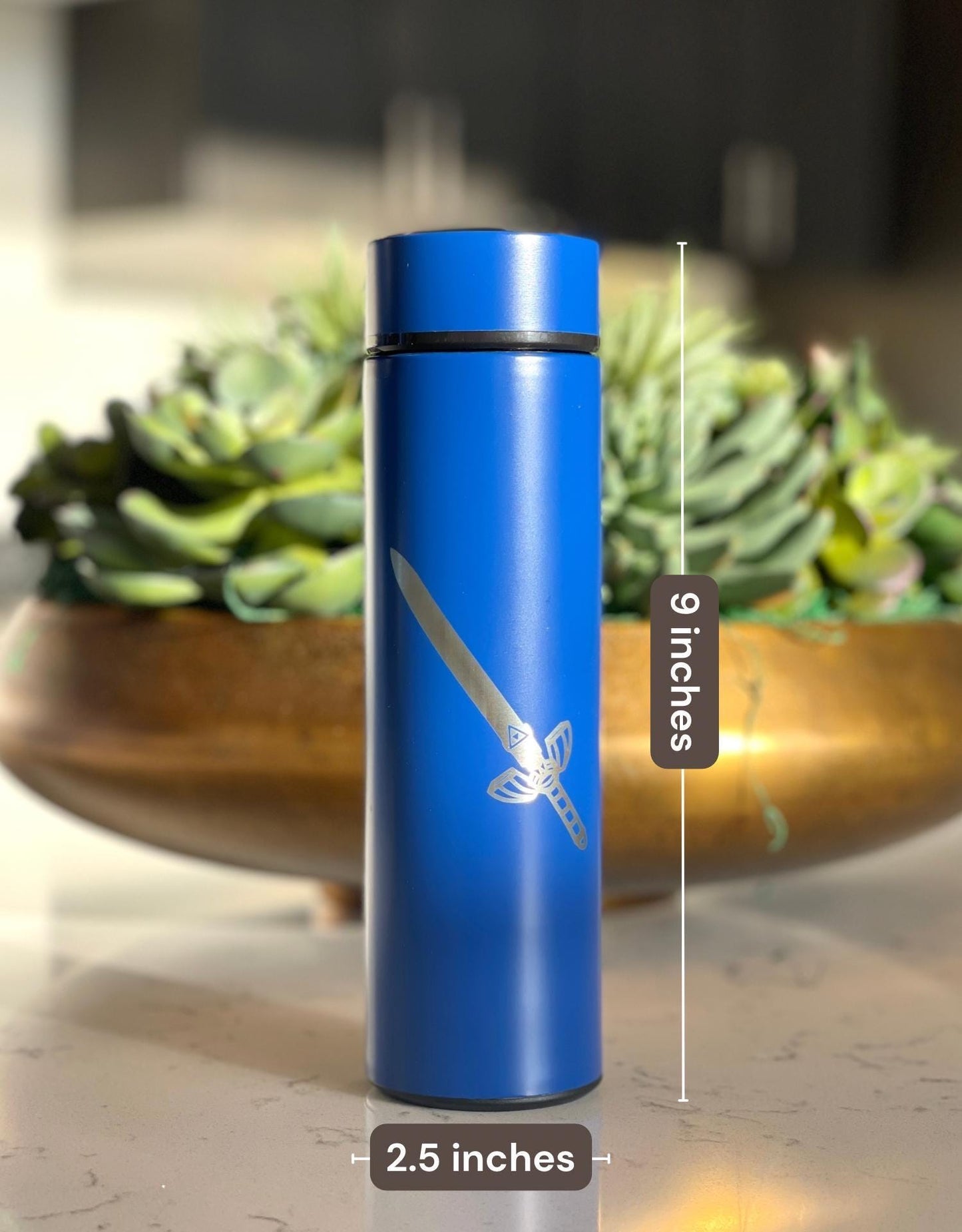 Zelda Hylian Shield + Sword Link Coffee Tumbler Tea Infuser, Tears of the Kingdom Water Bottle, Travel Mug Gamer Birthday Anniversary Gift