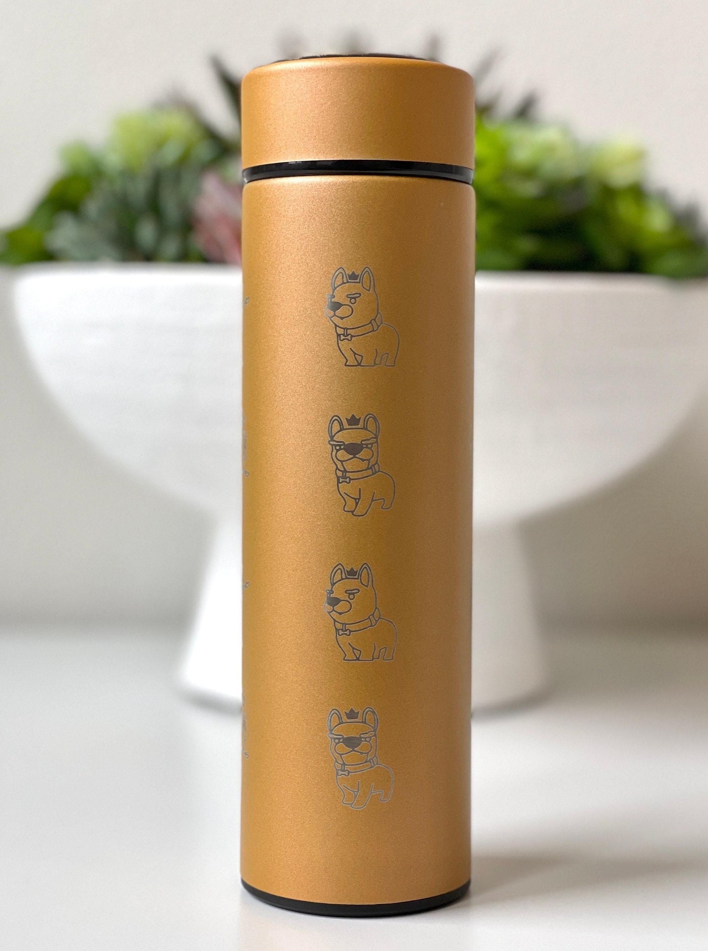Overcooked Tumbler “Onion King and Kevin the Dog” with Tea Infuser, Cooking Game Coffee Travel Mug, Cute Gamer Water Bottle Birthday Gift