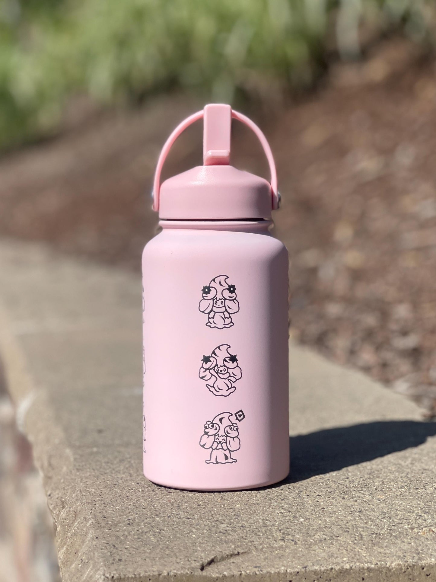 Alcremie Water Bottle, Engraved Coffee Tumbler with Strawberry Berry Love Flower Sweet Forms Waterbottle Travel Mug, Anime Birthday Gift