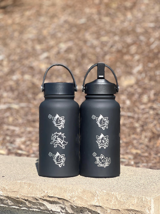Zorua Zoroark Water Bottle Engraved Coffee Tumbler with Sleeping Zorua, Waterbottle Travel Mug Thermos, Anime Fan Anniversary Birthday Gift