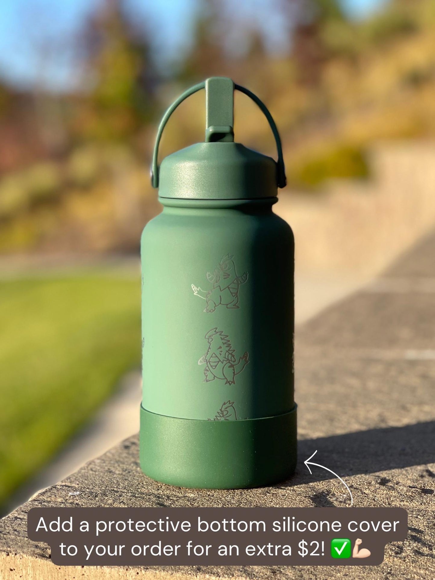 Tyranitar Water Bottle Engraved Coffee Tumbler with Mega Tyranitar & Iron Thorns, Paradox Anime Gamer Waterbottle Thermos Anniversary Gift