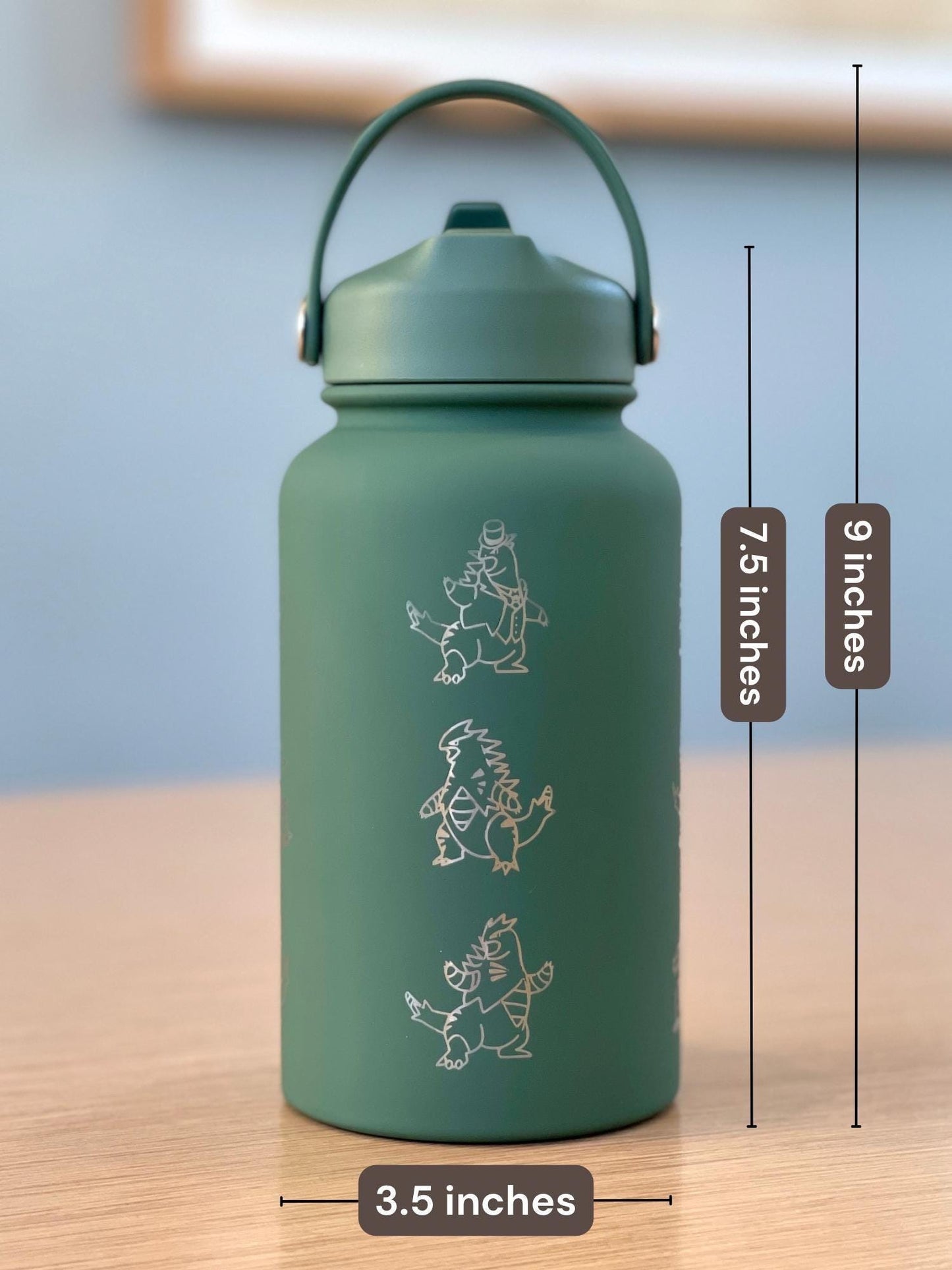 Tyranitar Water Bottle Engraved Coffee Tumbler with Mega Tyranitar & Iron Thorns, Paradox Anime Gamer Waterbottle Thermos Anniversary Gift