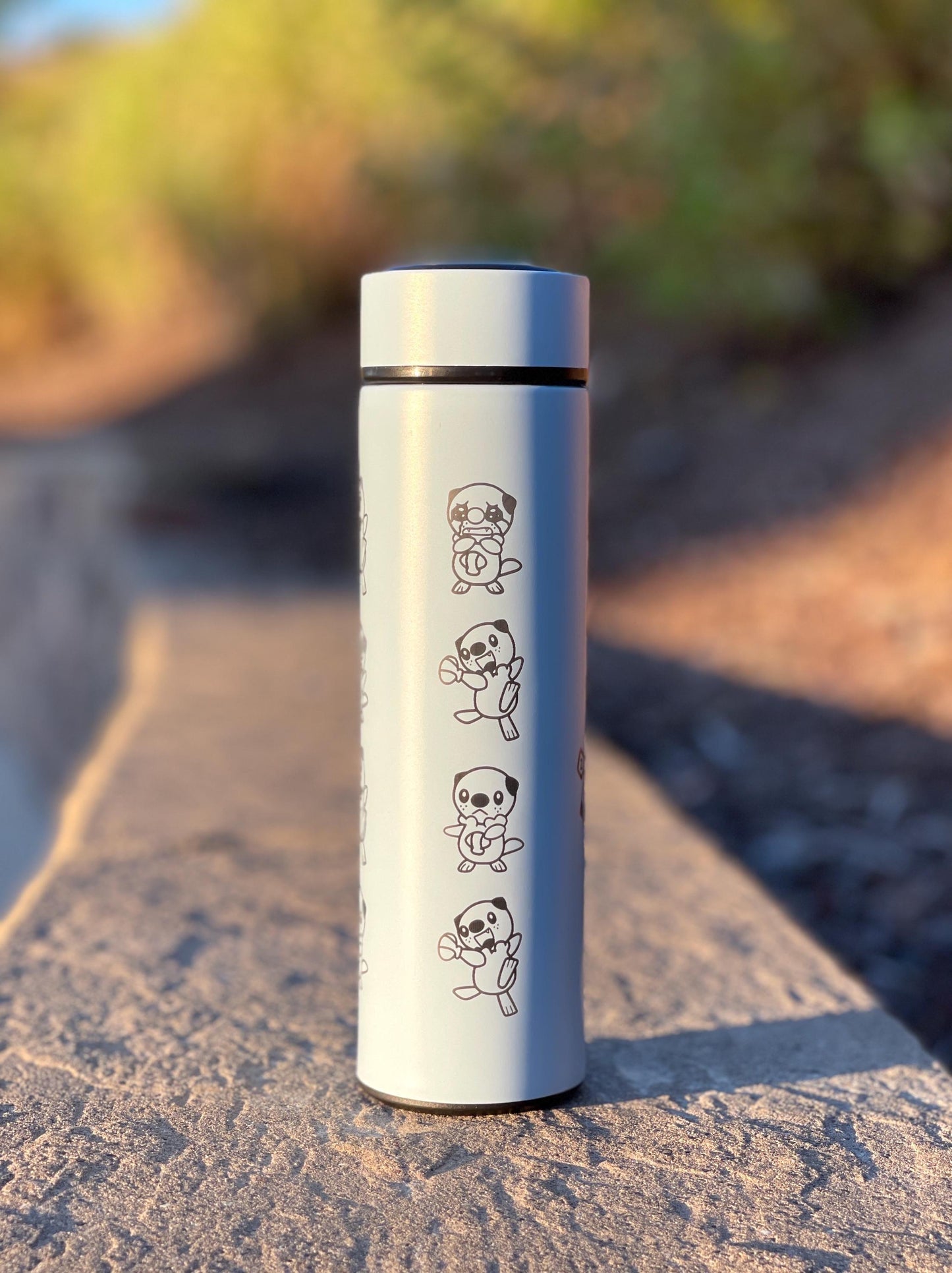 Oshawott Coffee Tumbler Tea Infuser Water Bottle, Unova Starter Otter Shell Travel Mug Thermos, Anime Fan Gamer Birthday Anniversary Gift