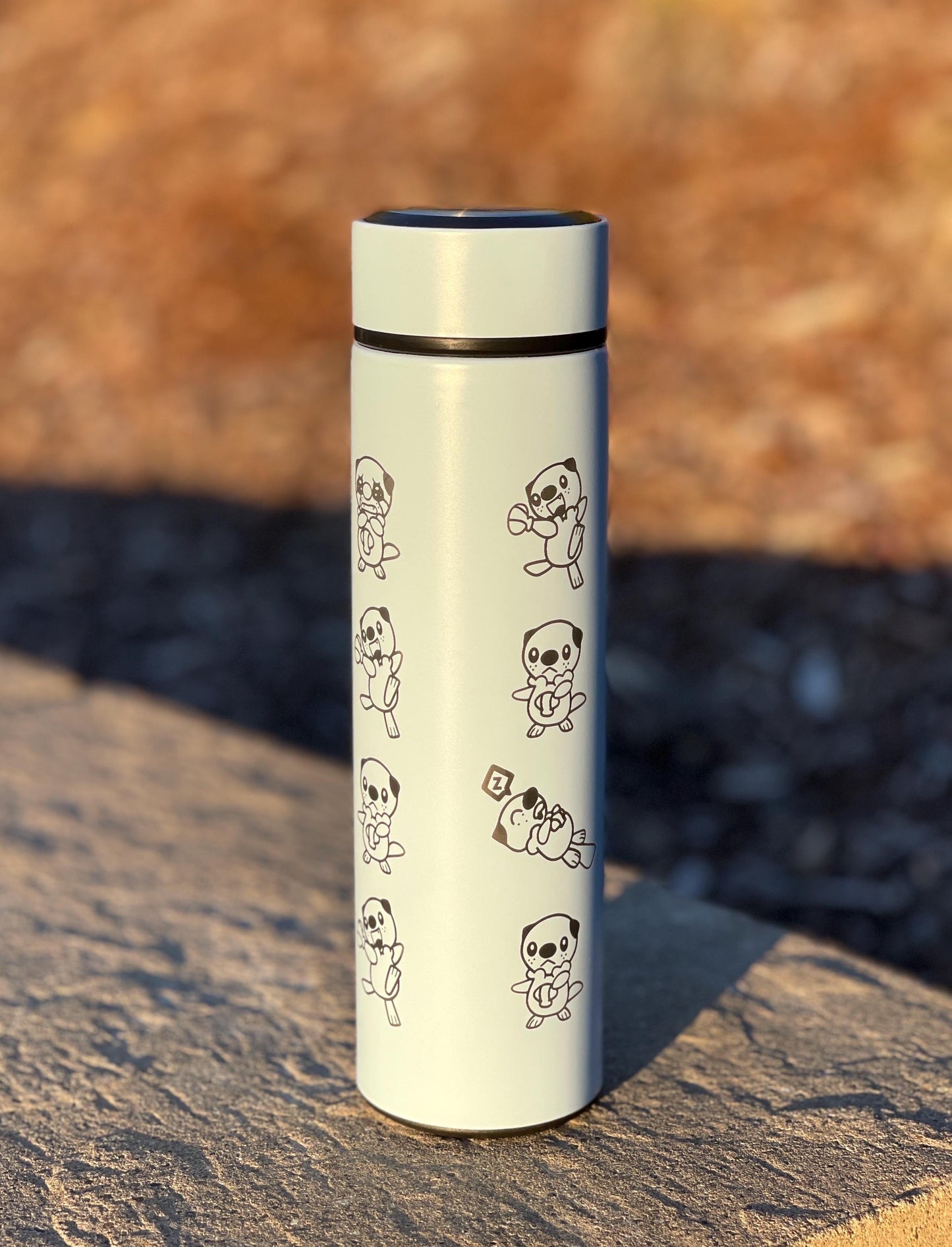 Oshawott Coffee Tumbler Tea Infuser Water Bottle, Unova Starter Otter Shell Travel Mug Thermos, Anime Fan Gamer Birthday Anniversary Gift