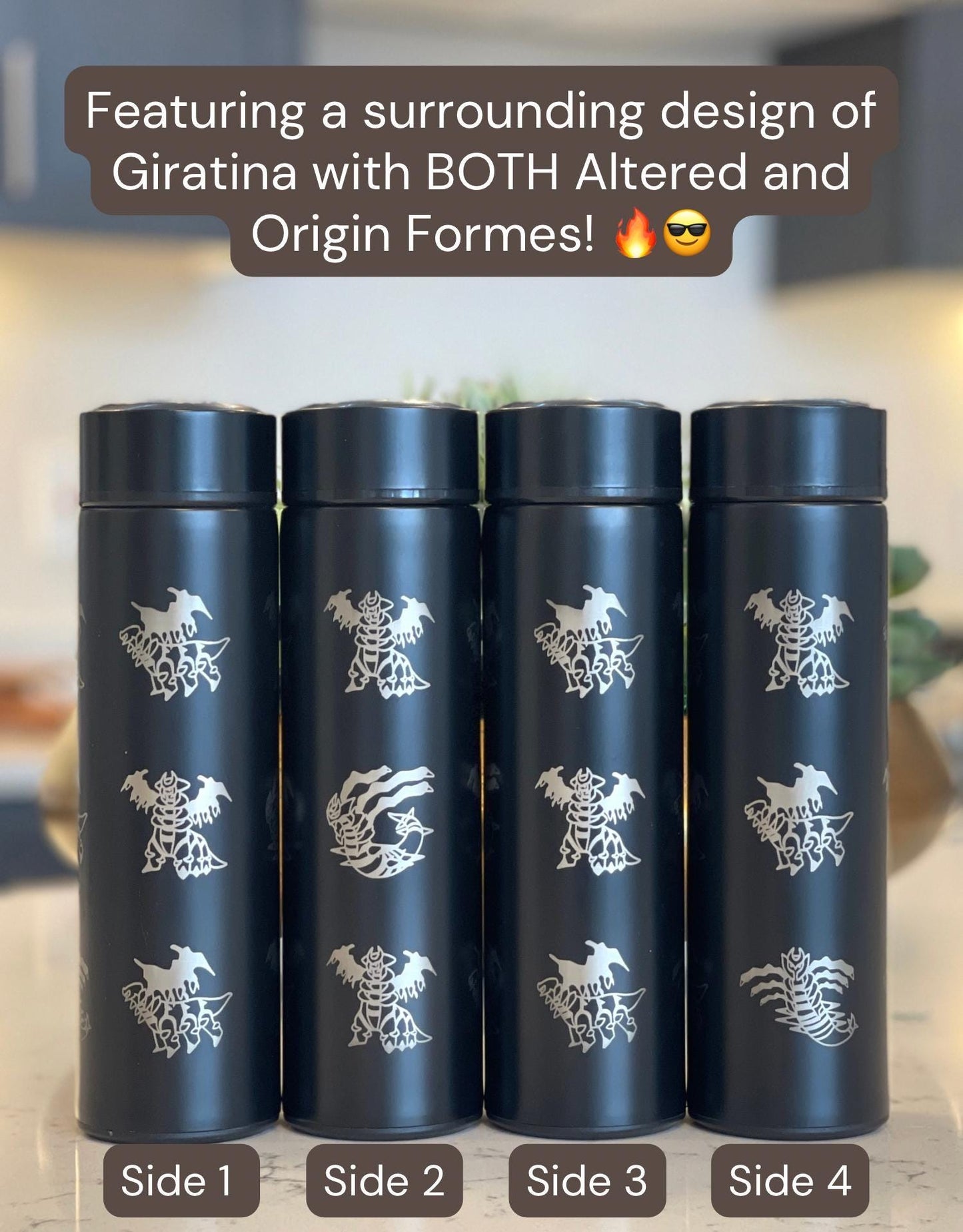 Giratina Coffee Tumbler Tea Infuser Waterbottle, Origin and Altered Form, Ghost Legendary Sinnoh Water Bottle Flask Thermos, Anime Fan Gift