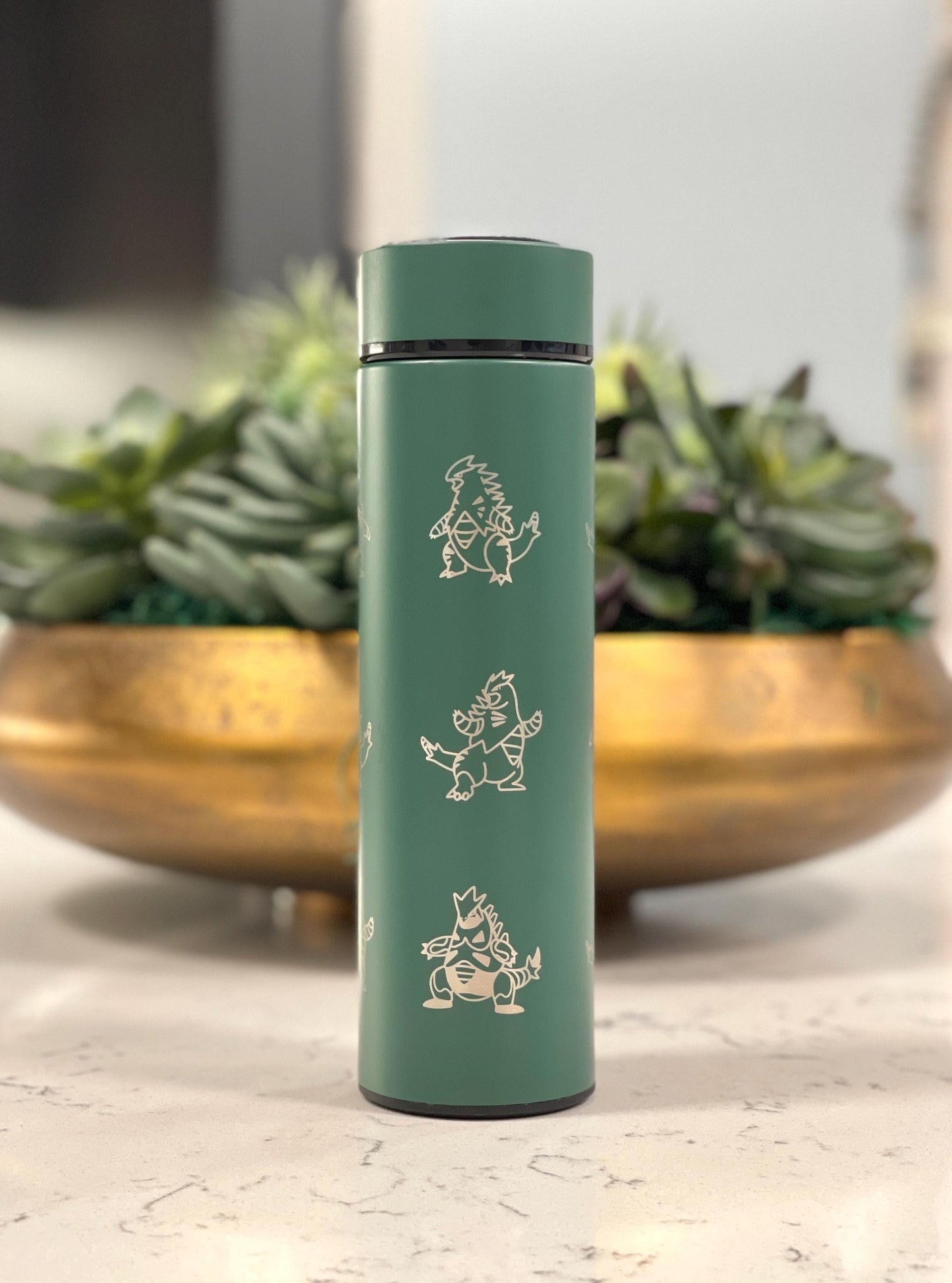Tyranitar Coffee Tumbler Tea Infuser Waterbottle with Mega Tyranitar & Iron Thorns, Paradox Gamer Anime Travel Mug Flask Birthday Gift