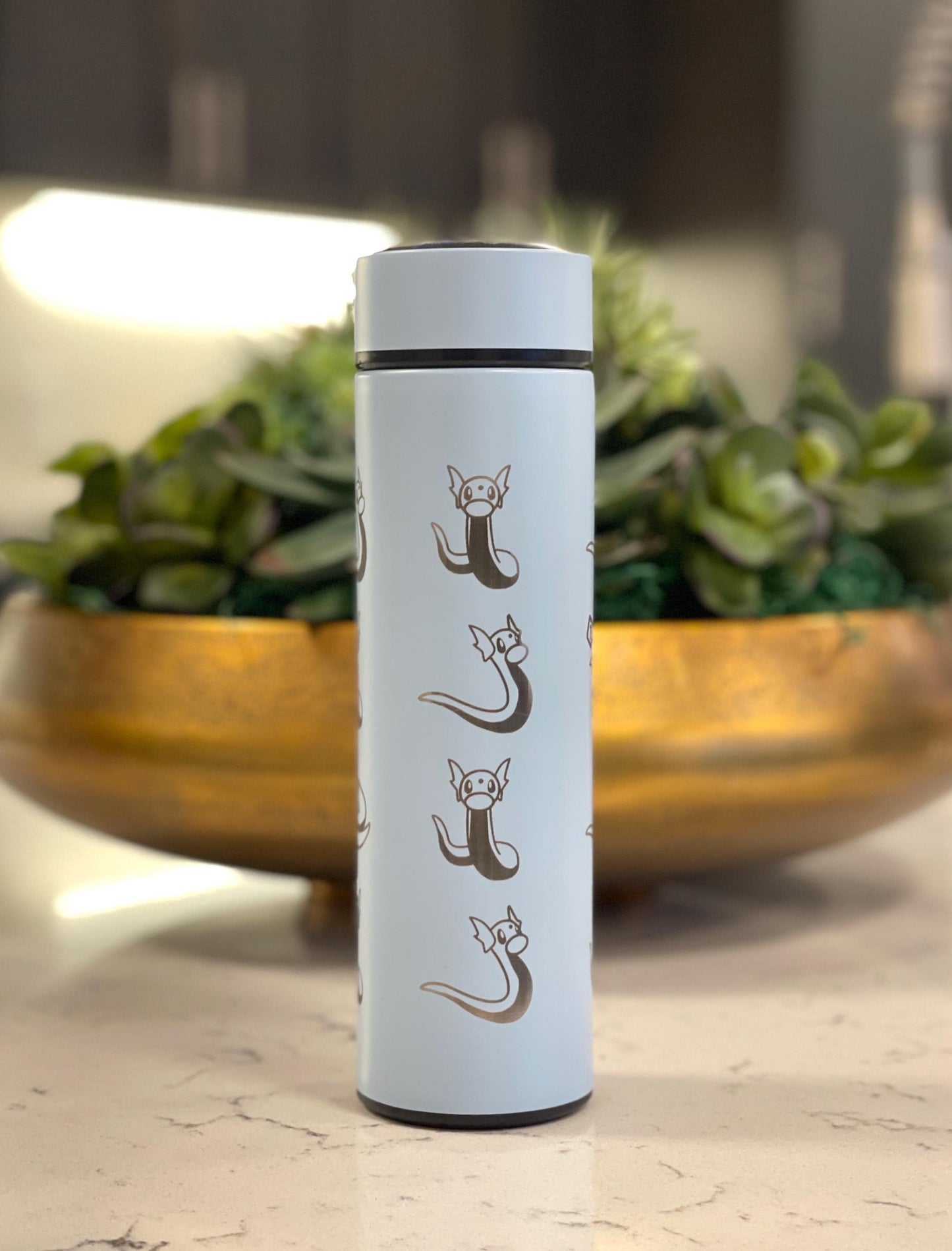 Dratini Coffee Tumbler Tea Infuser Waterbottle, Dragon Pokemon Dragonite Travel Mug Cup Drinkware, Anime Fan Birthday Anniversary Gift