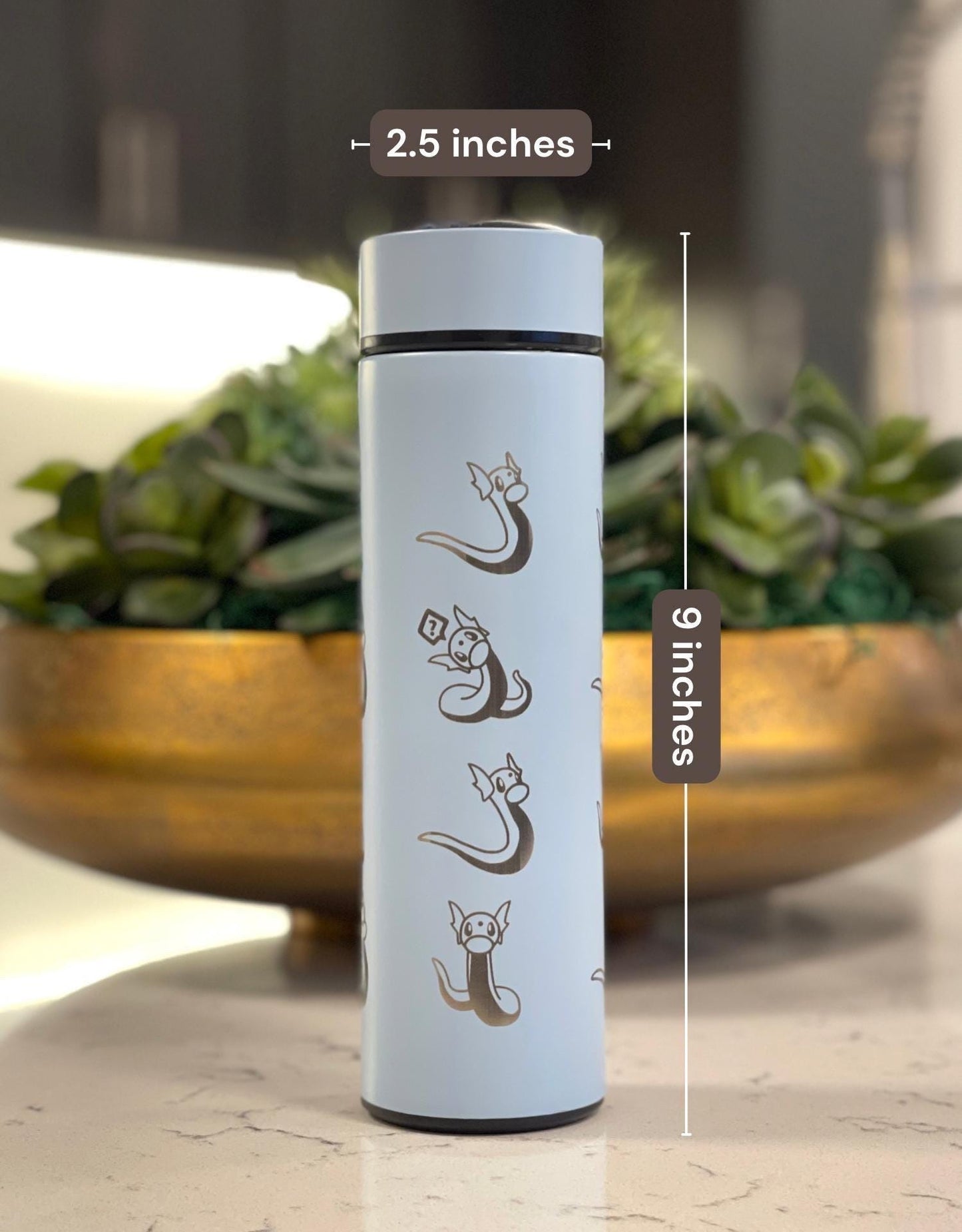 Dratini Coffee Tumbler Tea Infuser Waterbottle, Dragon Pokemon Dragonite Travel Mug Cup Drinkware, Anime Fan Birthday Anniversary Gift