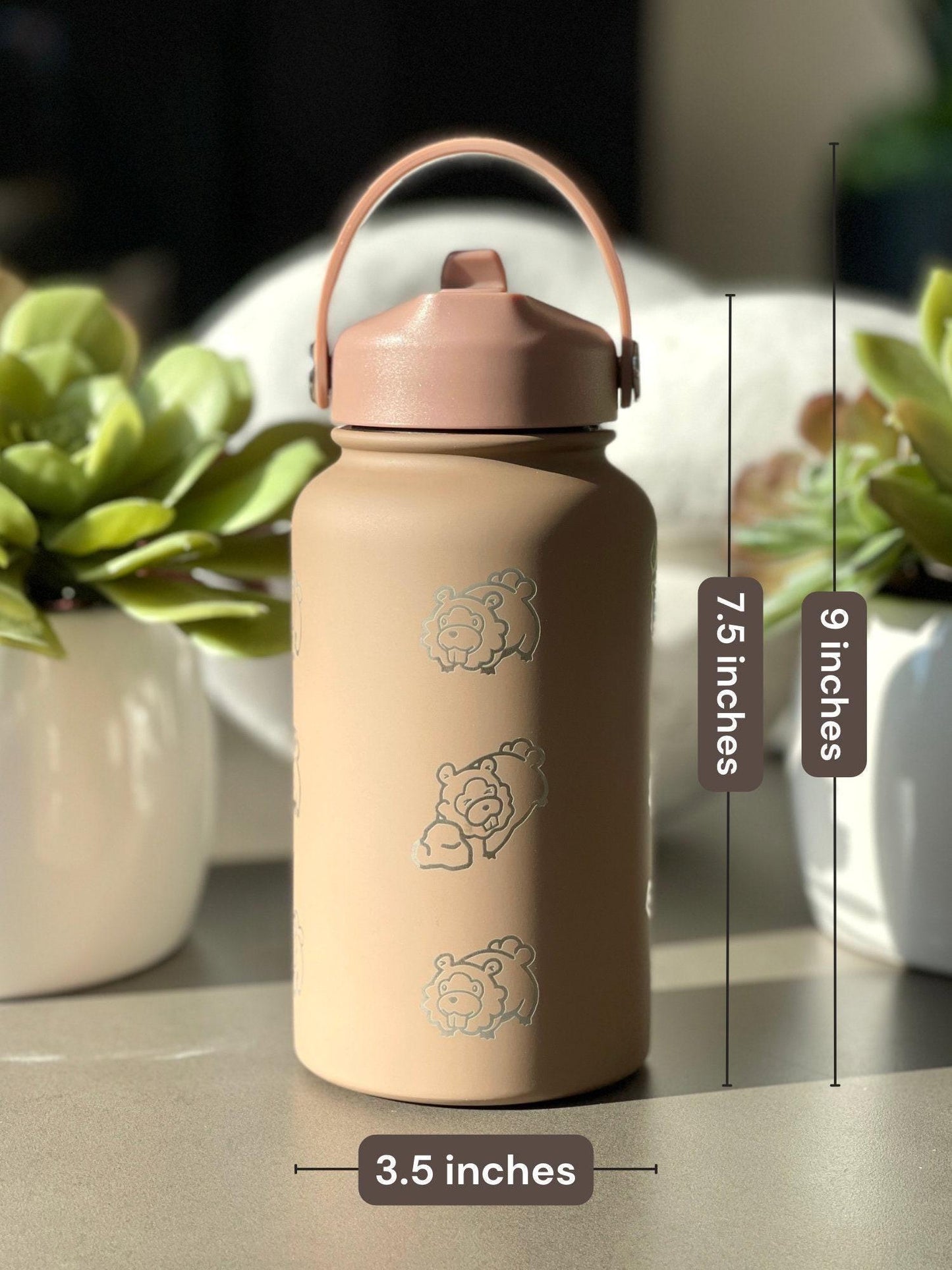 Bidoof Water Bottle Engraved Straw Waterbottle Coffee Tumbler, HM Slave Rock Smash Cut, Funny Meme Anime Fan Travel Mug Cup Drink Gift