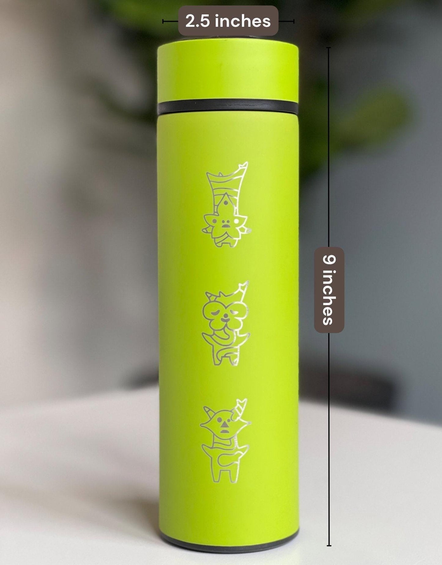Korok Coffee Tumbler Tea Infuser Travel Mug, Legend of Zelda Breath of the Wild Water Bottle, Leaf Mask Kokiri Forest Cute Gamer Gift