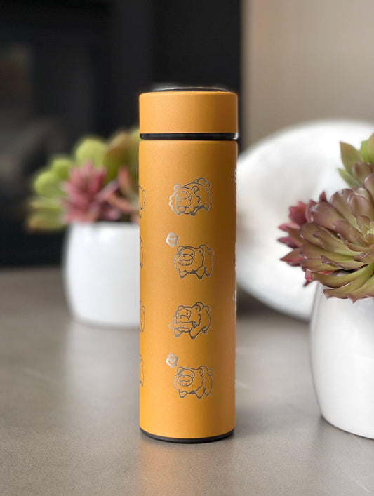 Shiny Bidoof Coffee Tumbler with Tea Infuser, HM Slave Cut Rock Smash, Waterbottle Meme Funny Travel Cup Mug Gift