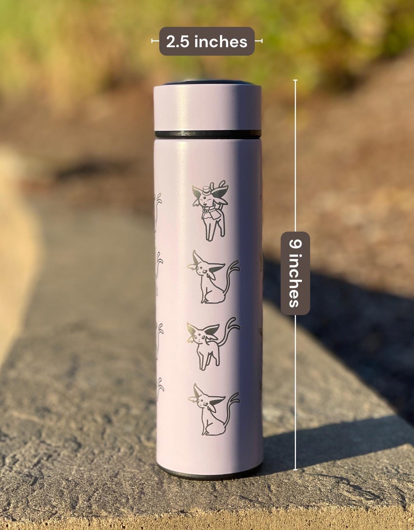 Espeon Coffee Tumbler Tea Infuser, Unite Tuxedo Style Top Hat & Sleeping Espeon Waterbottle, Eeveelution Anime Fan Birthday Gift