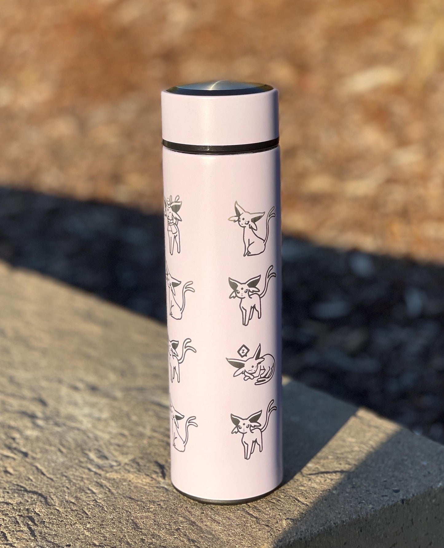 Espeon Coffee Tumbler Tea Infuser, Unite Tuxedo Style Top Hat & Sleeping Espeon Waterbottle, Eeveelution Anime Fan Birthday Gift