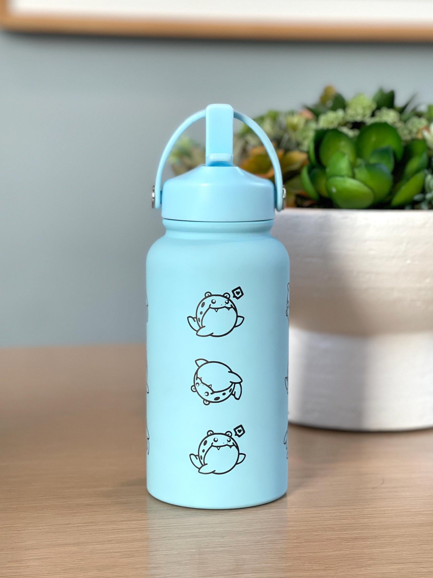 Spheal Water Bottle Engraved Coffee Tumbler, Rolling Spheal and Sleeping Spheal Waterbottle Travel Mug Thermos, Cute Anime Fan Birthday Gift