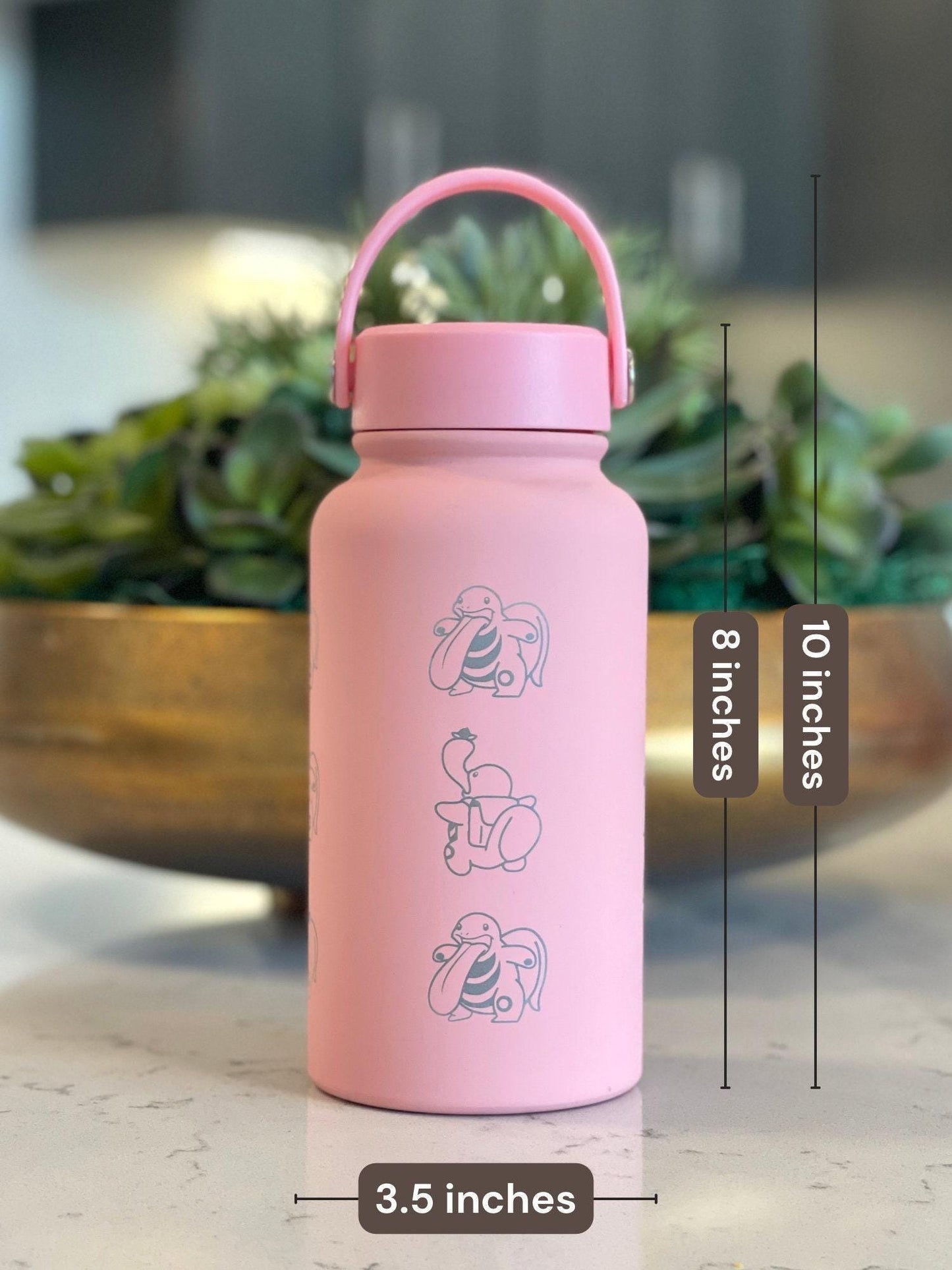 Lickitung Engraved Water Bottle, Anime Waterbottle Tumbler Coffee Tea Travel Mug Cup, Cute Funny Meme Birthday Anniversary Gift