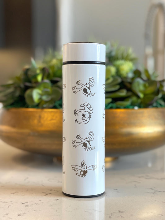 Lugia Coffee Tumbler Engraved Waterbottle with Tea Infuser, Aeroblast Move, Johto Legendary Pokemon Gale of Darkness Travel Mug Cup Gift