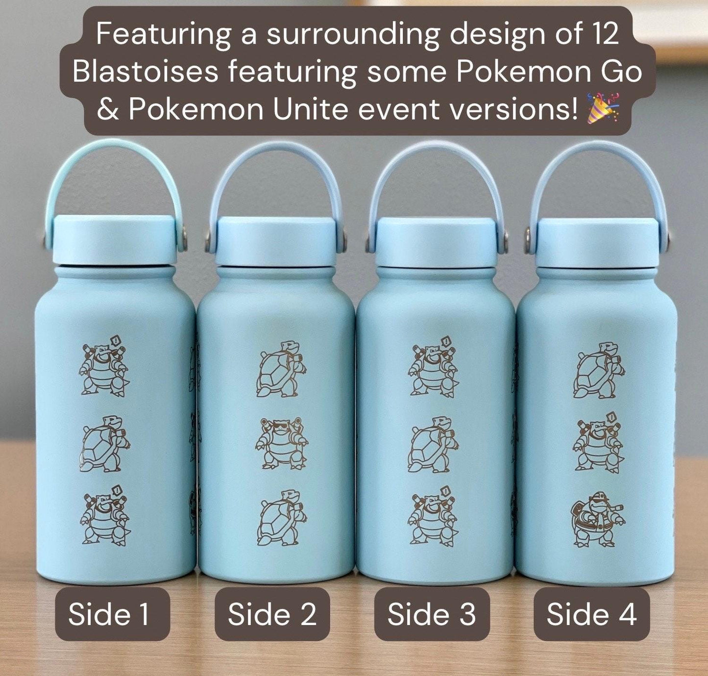 Blastoise Tumbler Engraved Water Bottle, Sunglass Glasses Blastoise & Unite Firefighter Costume, Flask Thermos Coffee Travel Mug Fan Gift