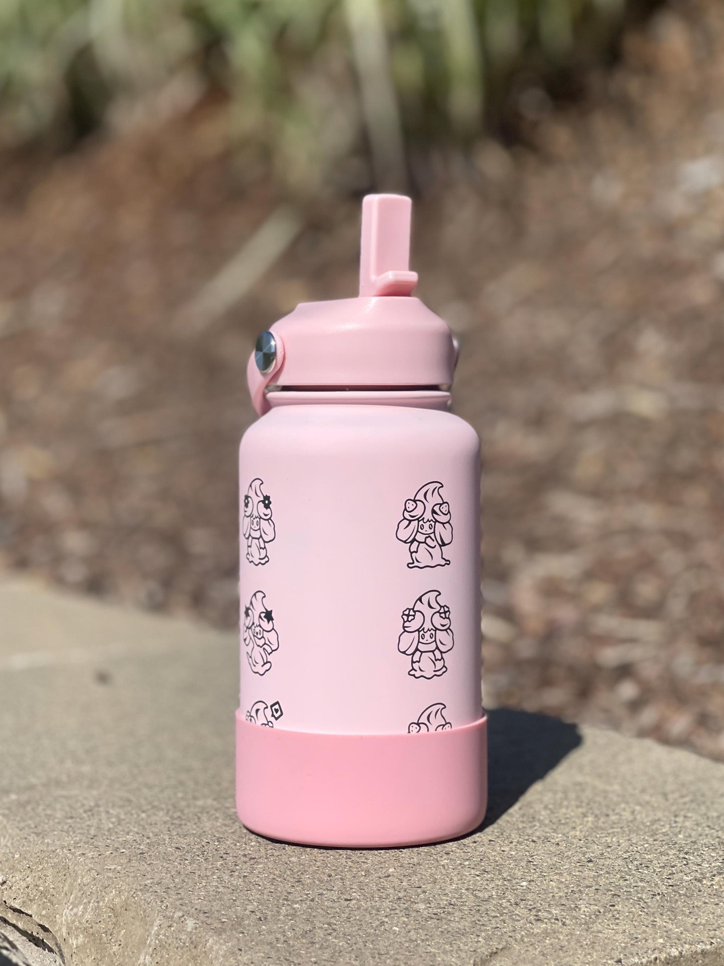 Alcremie Water Bottle, Engraved Coffee Tumbler with Strawberry Berry Love Flower Sweet Forms Waterbottle Travel Mug, Anime Birthday Gift