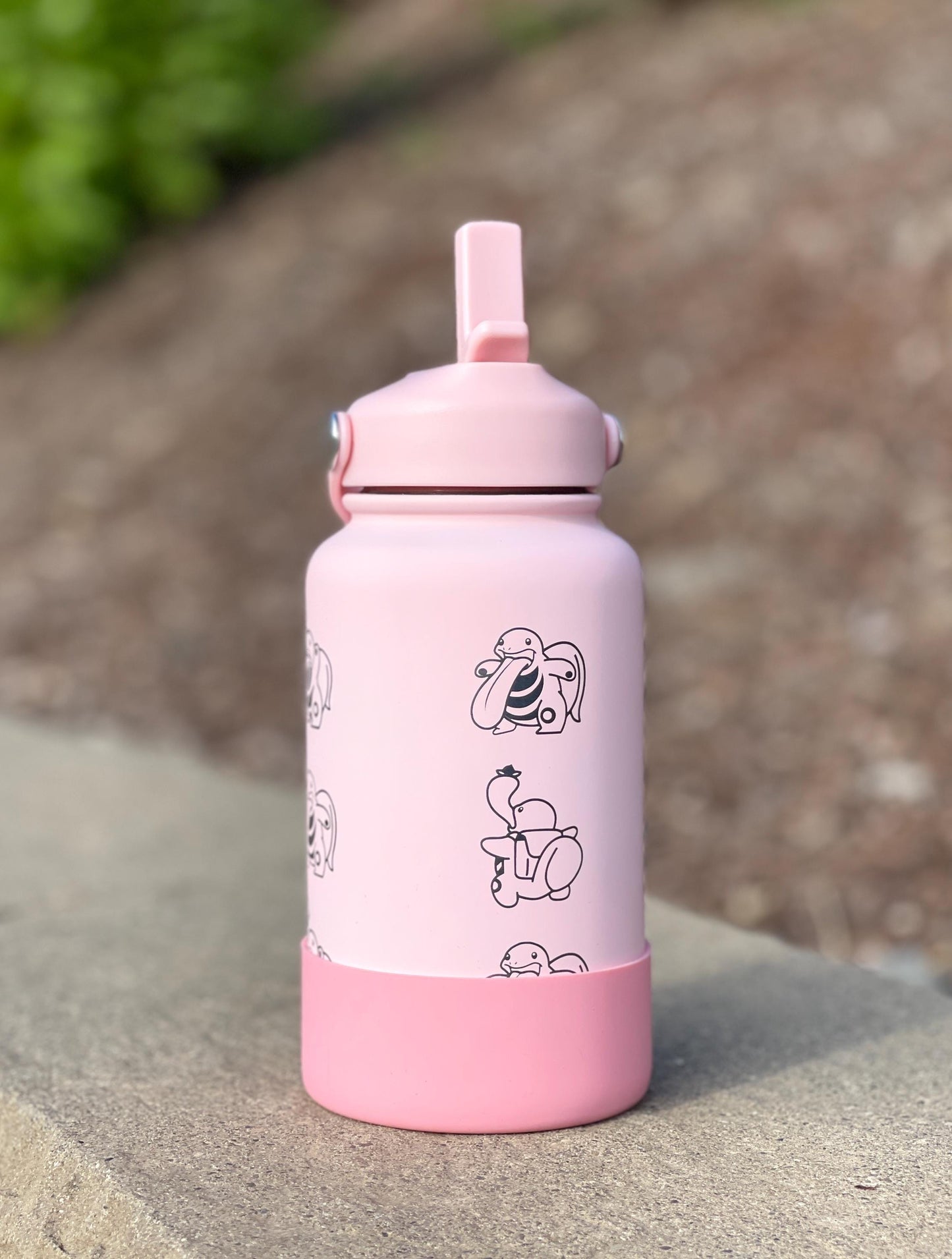 Lickitung Engraved Water Bottle, Anime Waterbottle Tumbler Coffee Tea Travel Mug Cup, Cute Funny Meme Birthday Anniversary Gift