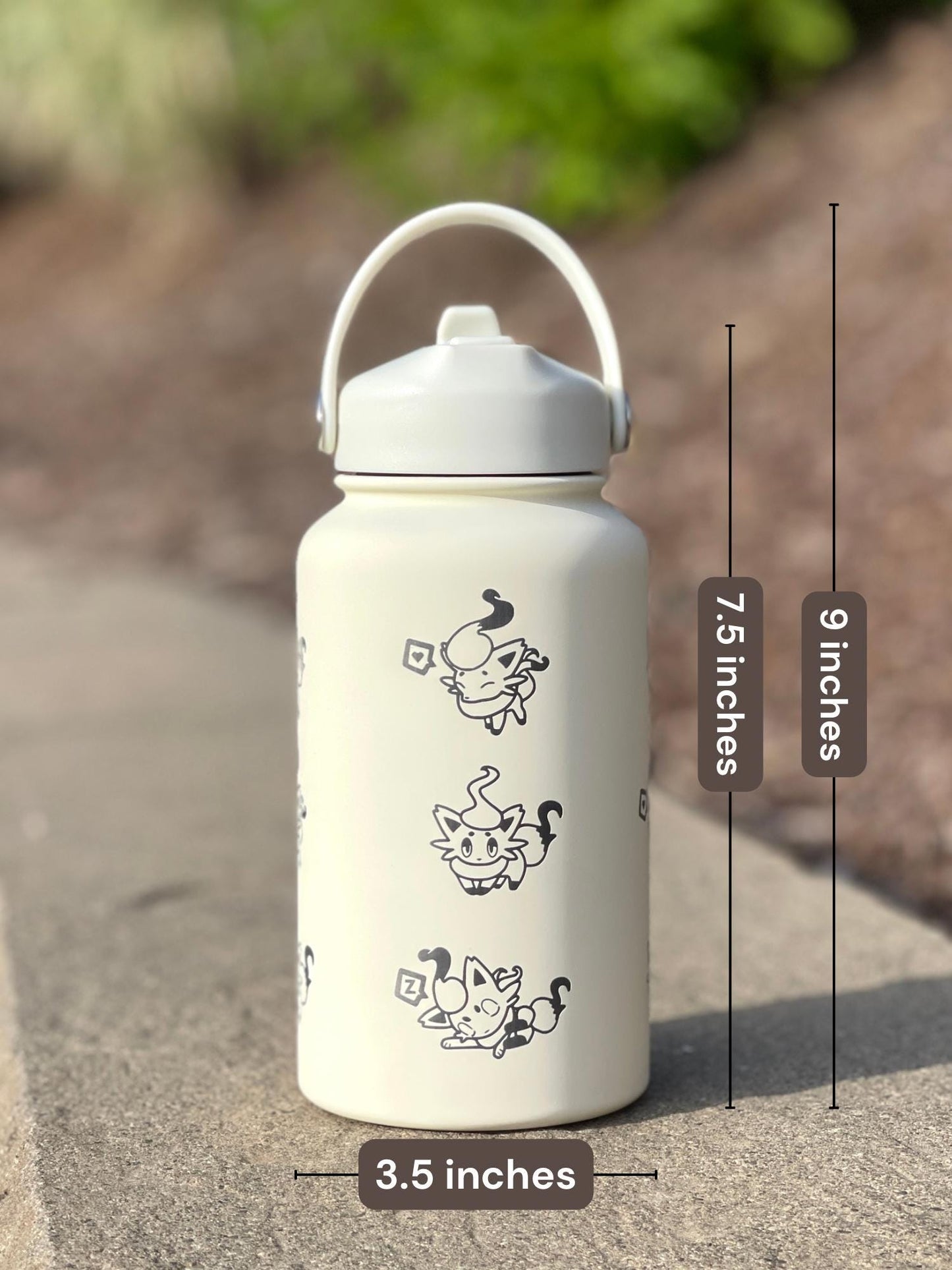 Hisuian Zorua Zoroark Water Bottle Engraved Coffee Tumbler, Waterbottle Travel Mug Thermos, Cute Anime Fan Anniversary Birthday Gift