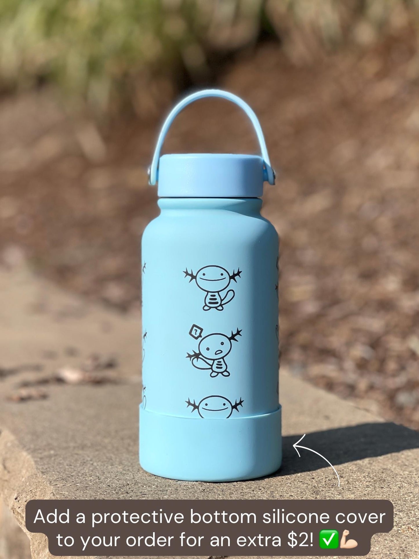Wooper Quagsire Water Bottle Engraved Coffee Tumbler, Beanie Skatebording Wooper Waterbottle Travel Mug Thermos, Anime Fan Birthday Gift