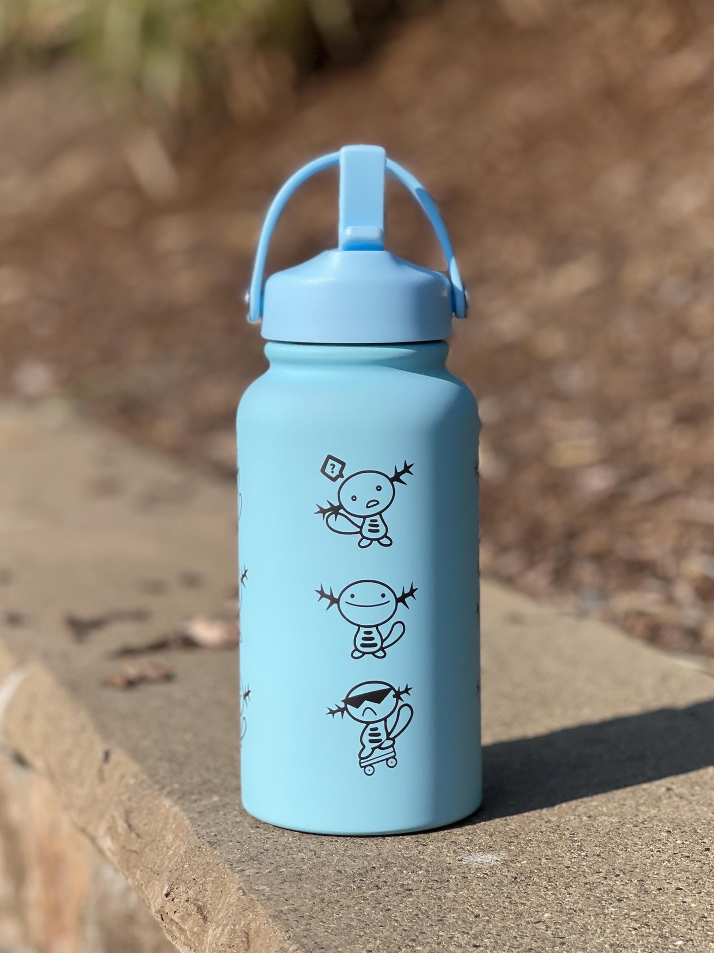 Wooper Quagsire Water Bottle Engraved Coffee Tumbler, Beanie Skatebording Wooper Waterbottle Travel Mug Thermos, Anime Fan Birthday Gift