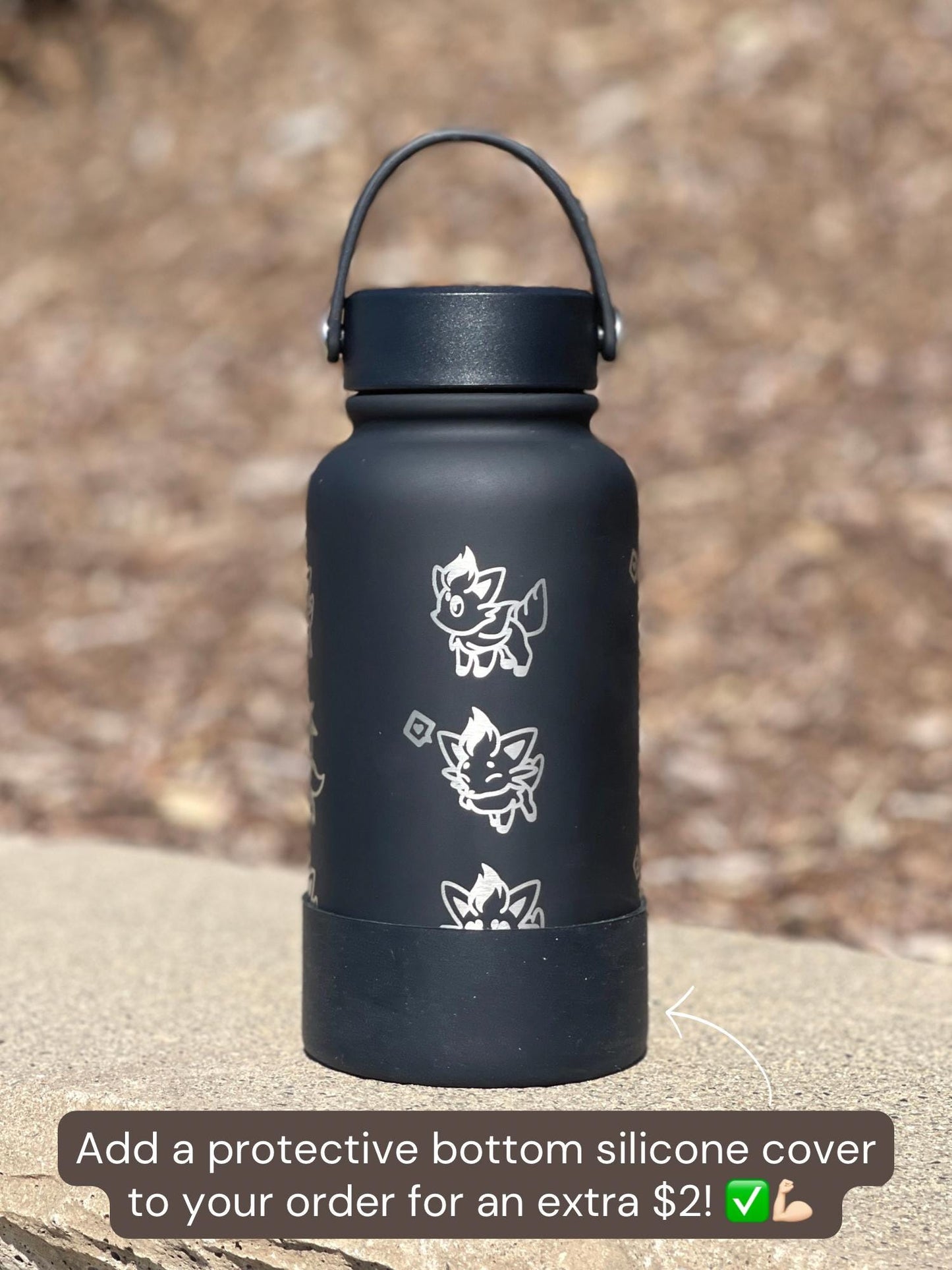 Zorua Zoroark Water Bottle Engraved Coffee Tumbler with Sleeping Zorua, Waterbottle Travel Mug Thermos, Anime Fan Anniversary Birthday Gift