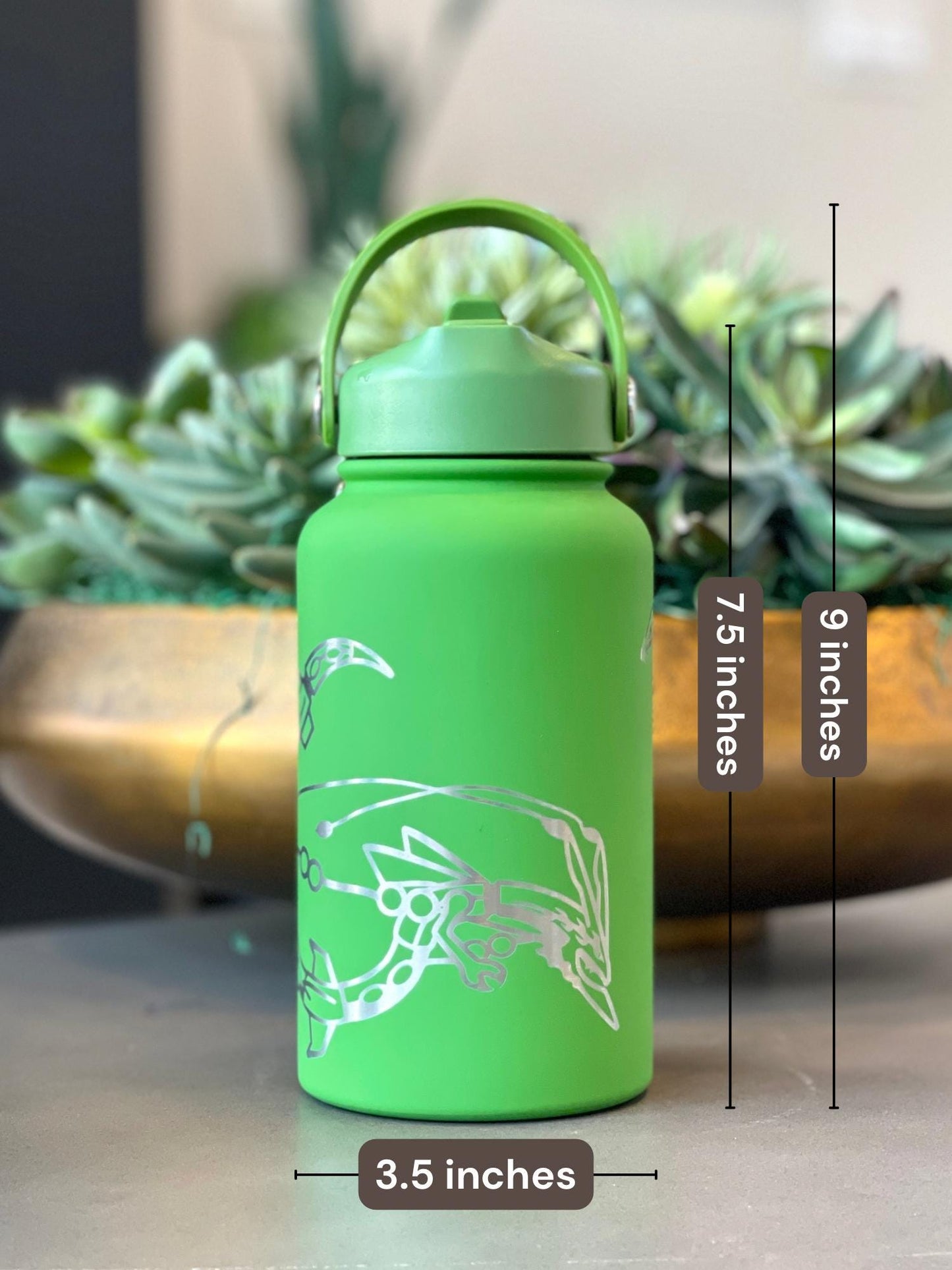 Rayquaza & Mega Rayquaza Water Bottle Engraved Coffee Tumbler, Hoenn Legendary Dragon Waterbottle Thermos, Anime Fan Birthday Gift