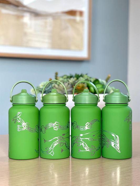 Rayquaza & Mega Rayquaza Water Bottle Engraved Coffee Tumbler, Hoenn Legendary Dragon Waterbottle Thermos, Anime Fan Birthday Gift