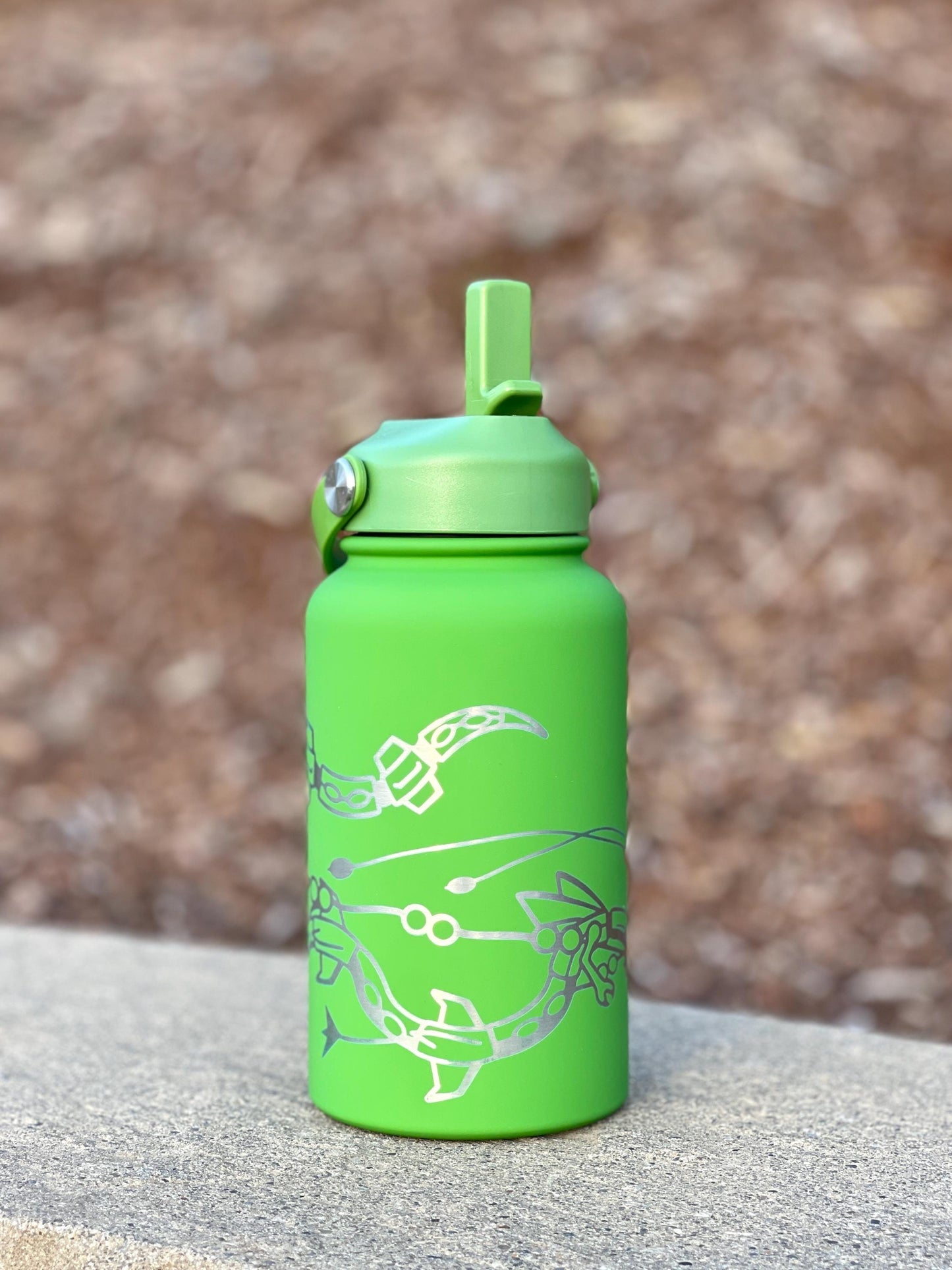 Rayquaza & Mega Rayquaza Water Bottle Engraved Coffee Tumbler, Hoenn Legendary Dragon Waterbottle Thermos, Anime Fan Birthday Gift