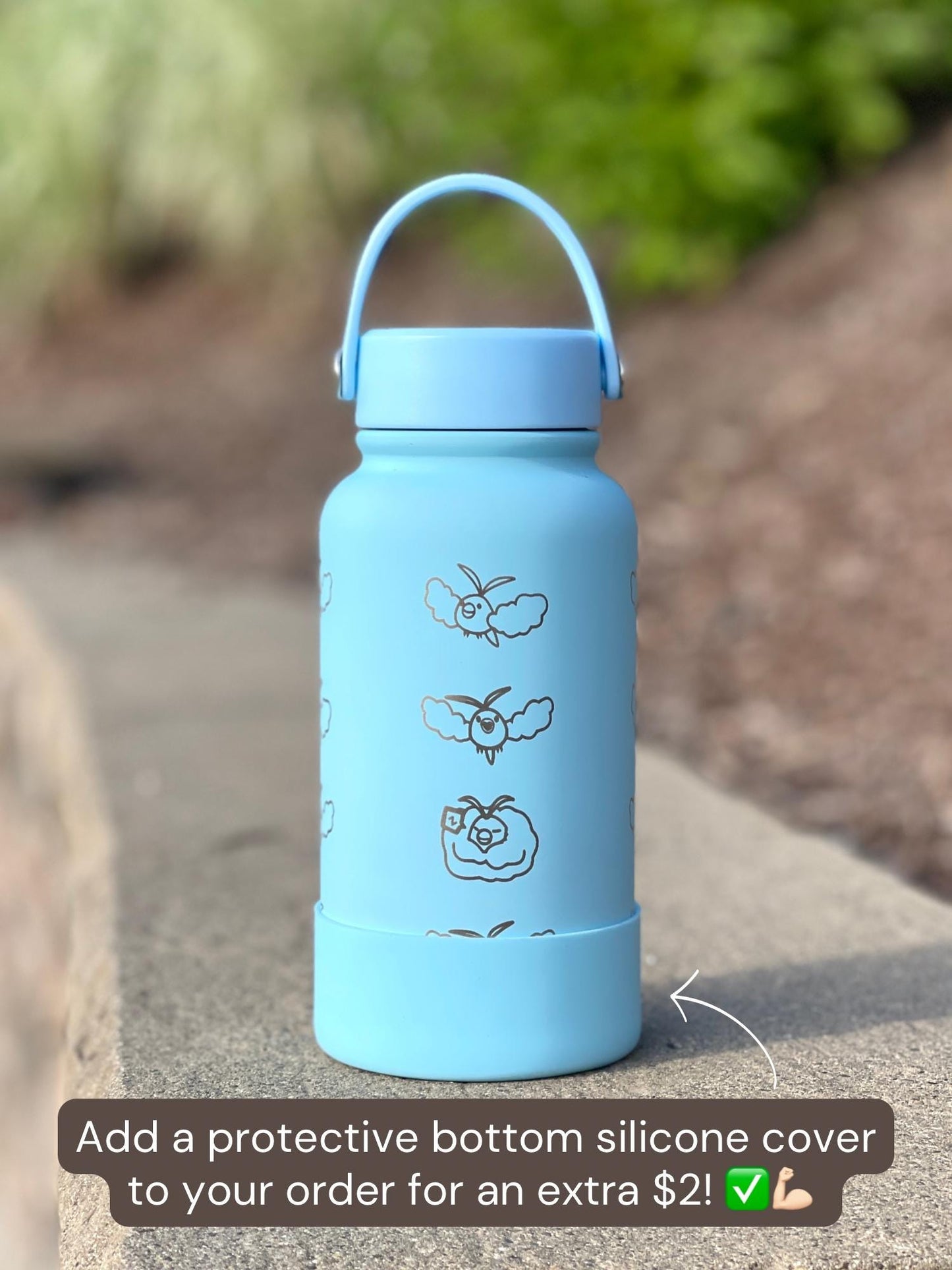 Swablu Altaria Waterbottle Engraved Coffee Tumbler with Sleeping Swablu, Flask Tea Travel Mug Cup Water Bottle, Hoenn Birthday Gamer Gift