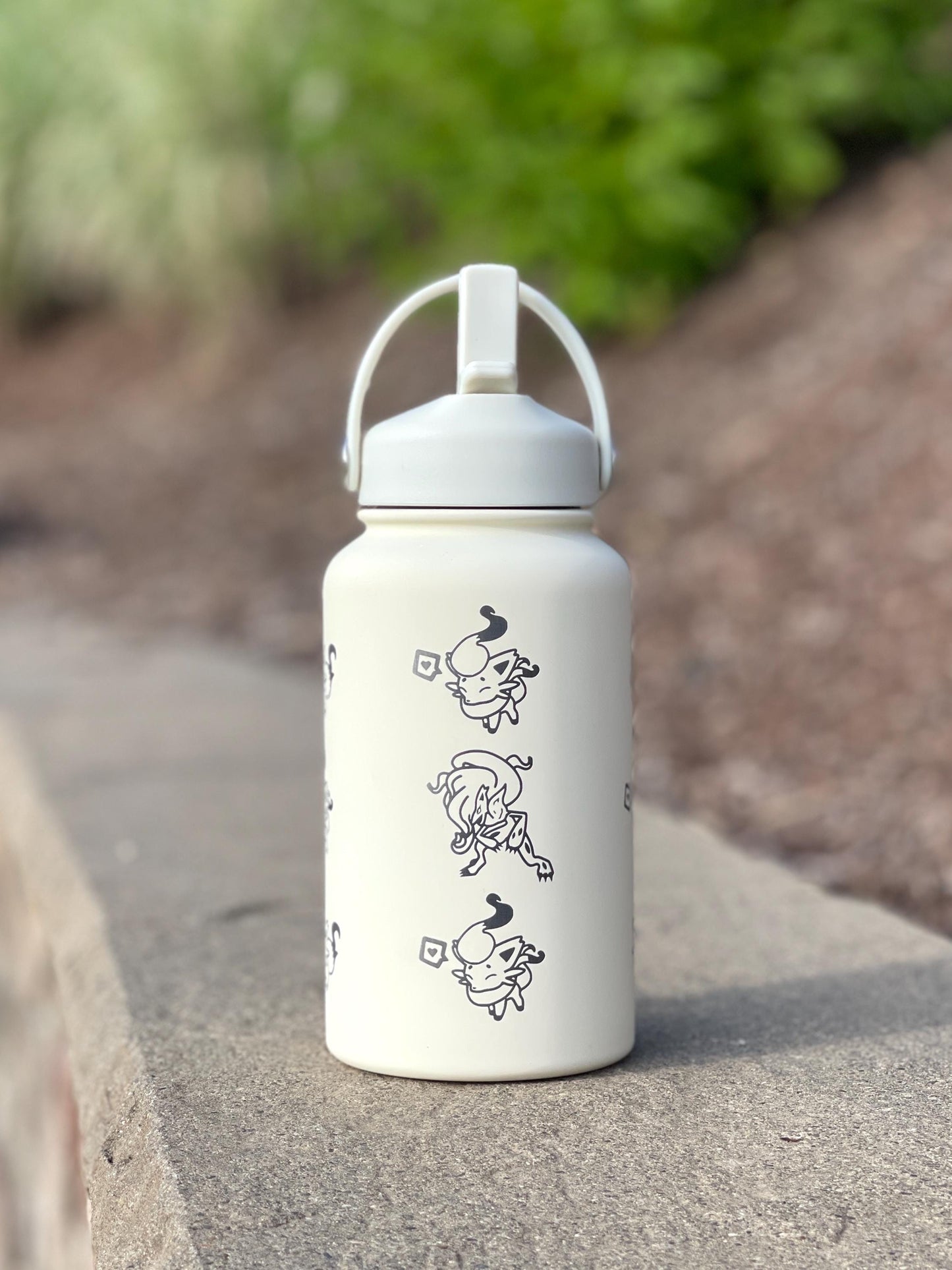 Hisuian Zorua Zoroark Water Bottle Engraved Coffee Tumbler, Waterbottle Travel Mug Thermos, Cute Anime Fan Anniversary Birthday Gift