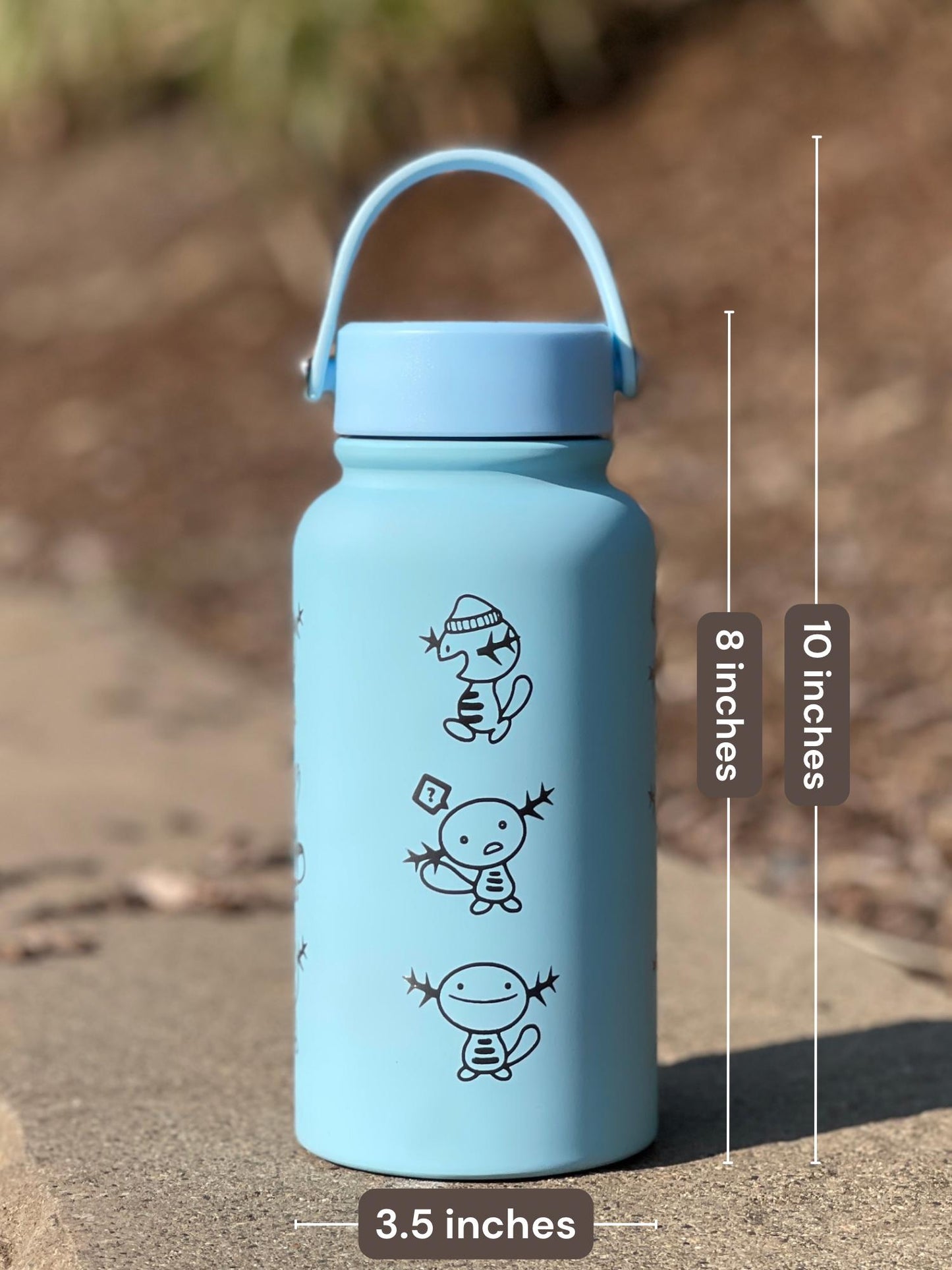 Wooper Quagsire Water Bottle Engraved Coffee Tumbler, Beanie Skatebording Wooper Waterbottle Travel Mug Thermos, Anime Fan Birthday Gift