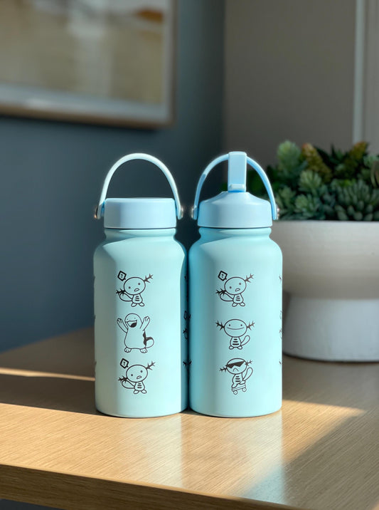 Wooper Quagsire Water Bottle Engraved Coffee Tumbler, Beanie Skatebording Wooper Waterbottle Travel Mug Thermos, Anime Fan Birthday Gift