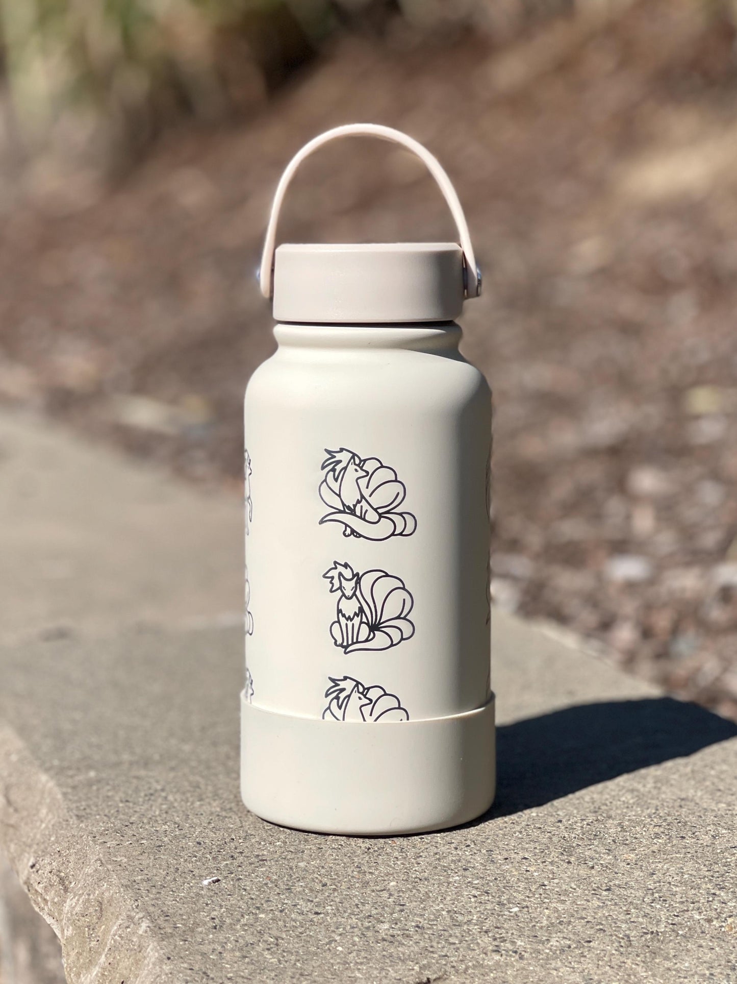 Ninetales Water Bottle Engraved Coffee Tumbler with Sleeping Ninetales, Gamer Anime Fan Waterbottle Travel Mug Thermos Birthday Gift