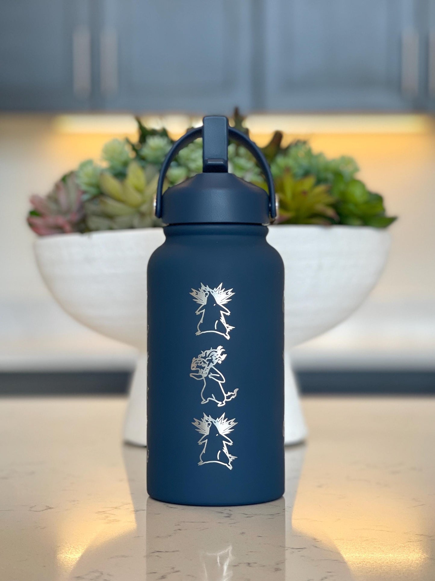Typhlosion Engraved Water Bottle with Hisuian Typhlosion Waterbottle Coffee Tumbler, Johto Starter Anime Fan Travel Mug Gift